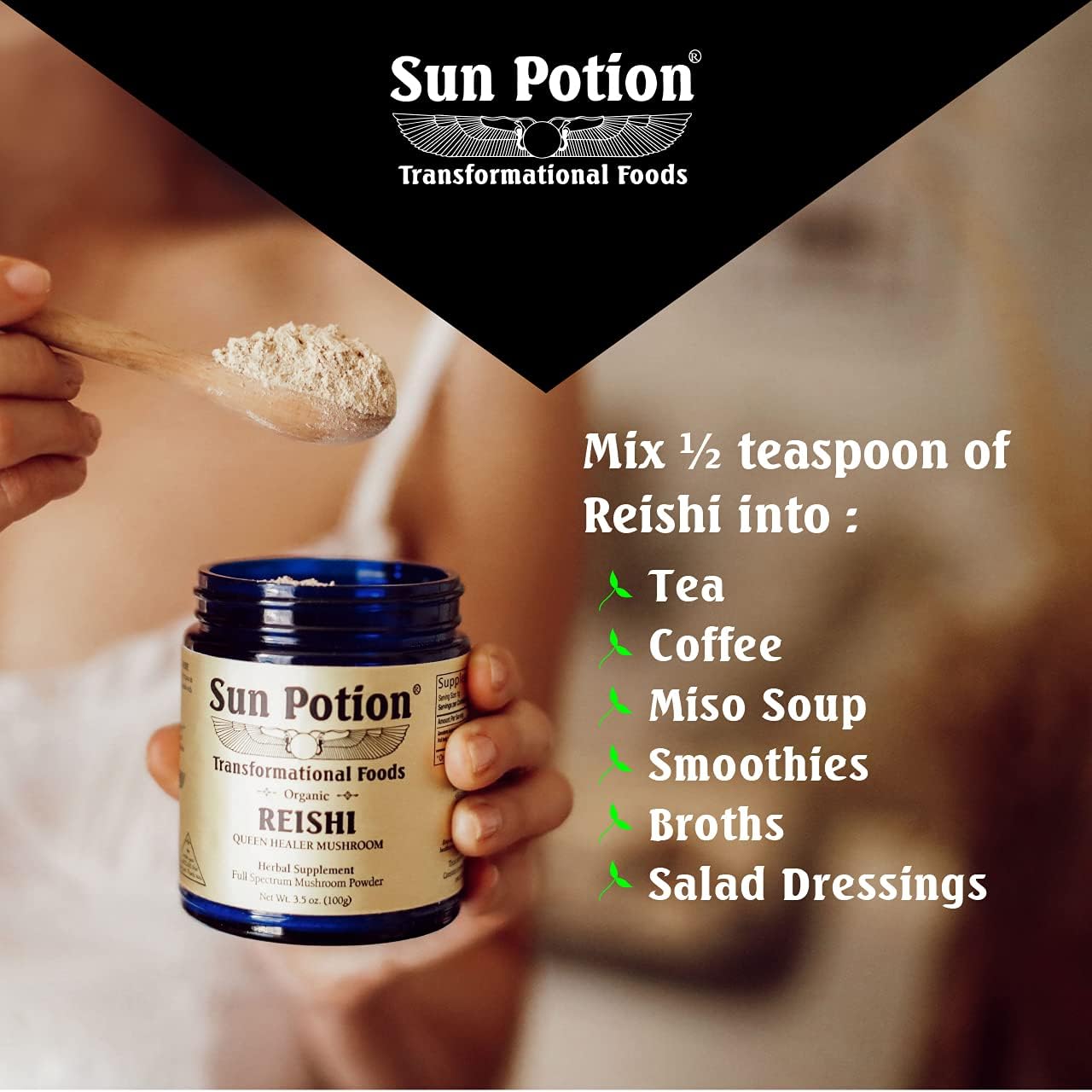 Organic Sun Potion Reishi Mushroom Powder - 100g Packet