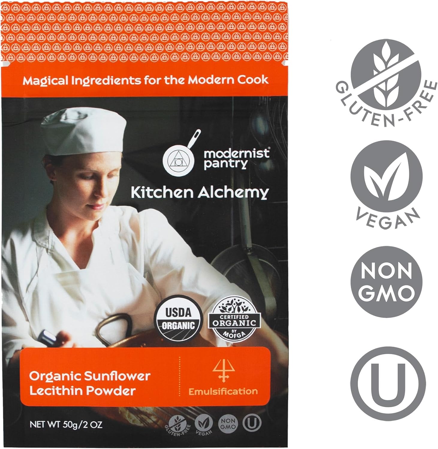 Organic Sunflower Lecithin Powder - Gluten-Free & Vegan Certified - 50g/2oz