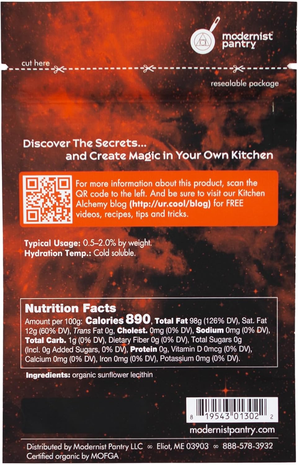 Organic Sunflower Lecithin Powder - Gluten-Free & Vegan Certified - 50g/2oz