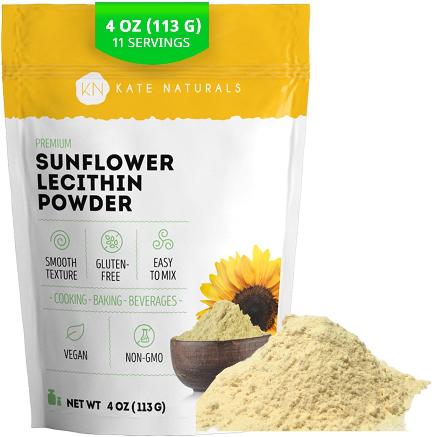 Organic Sunflower Lecithin Powder for Baking & Cooking - Non-GMO Lactation Supplement - 4 oz Substitution for Soy Lecithin
