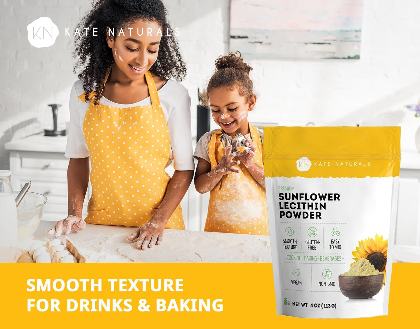 Organic Sunflower Lecithin Powder for Baking & Cooking - Non-GMO Lactation Supplement - 4 oz Substitution for Soy Lecithin