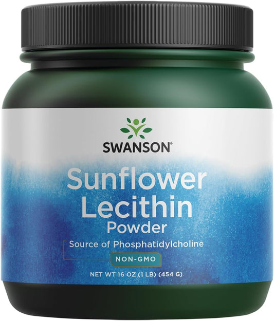 Organic Sunflower Lecithin Powder for Brain & Nervous System Support - Non-GMO, Soy-Free, Vegetarian - 16oz