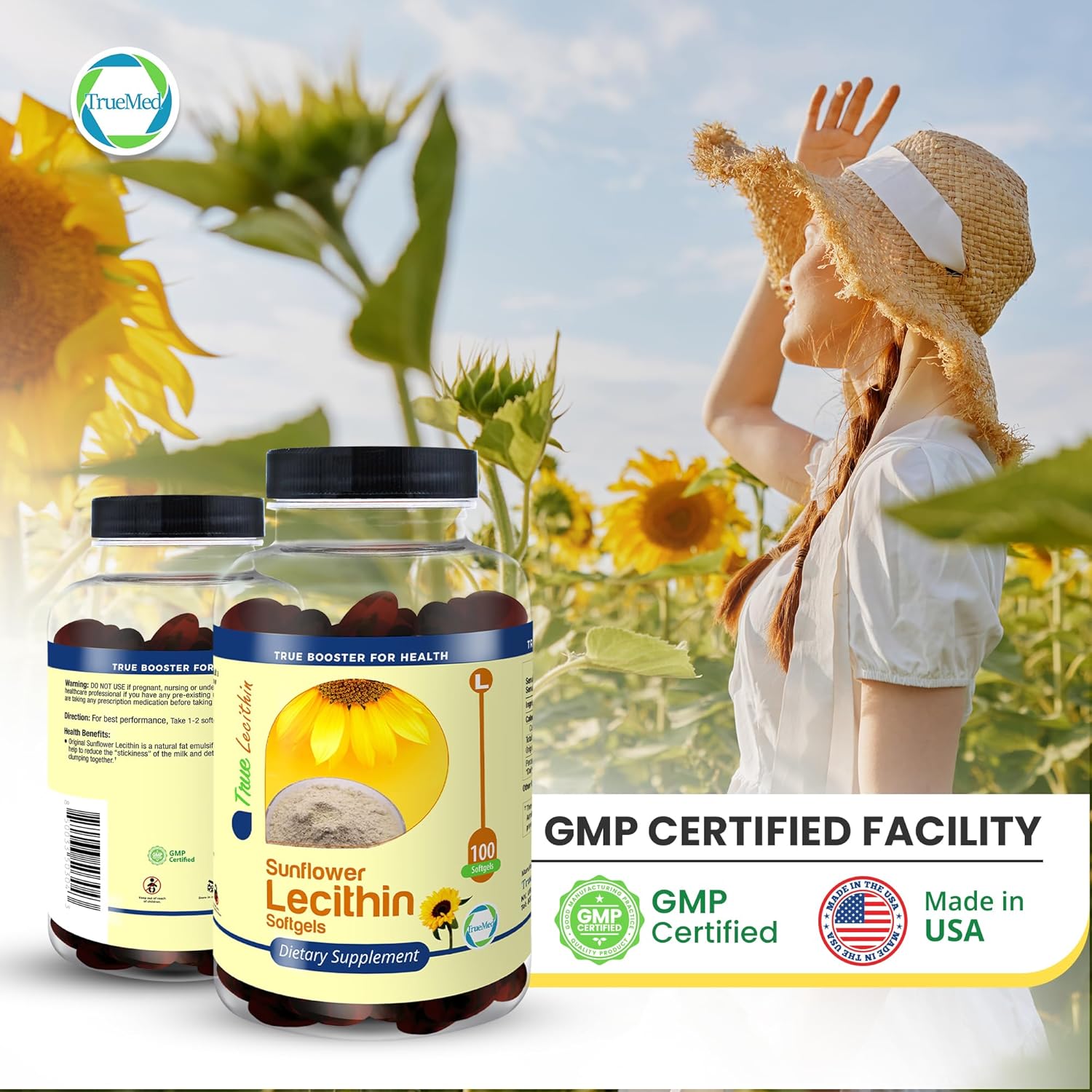 Organic Sunflower Lecithin Softgels for Breastfeeding Moms - 1200mg, 100 Count - Unblock Ducts, Enhance Milk Flow, Rich in Fatty Acids & Choline