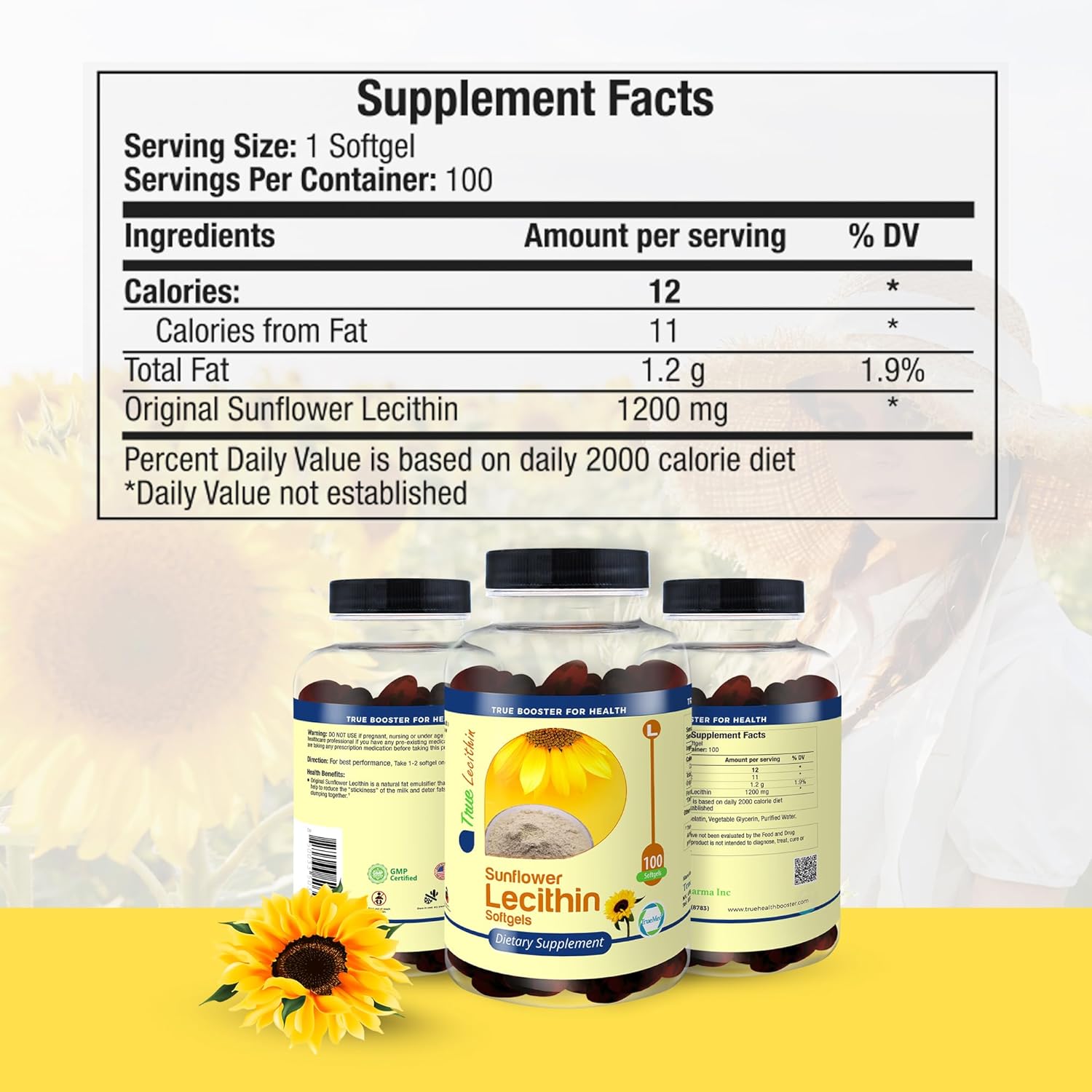 Organic Sunflower Lecithin Softgels for Breastfeeding Moms - 1200mg, 100 Count - Unblock Ducts, Enhance Milk Flow, Rich in Fatty Acids & Choline