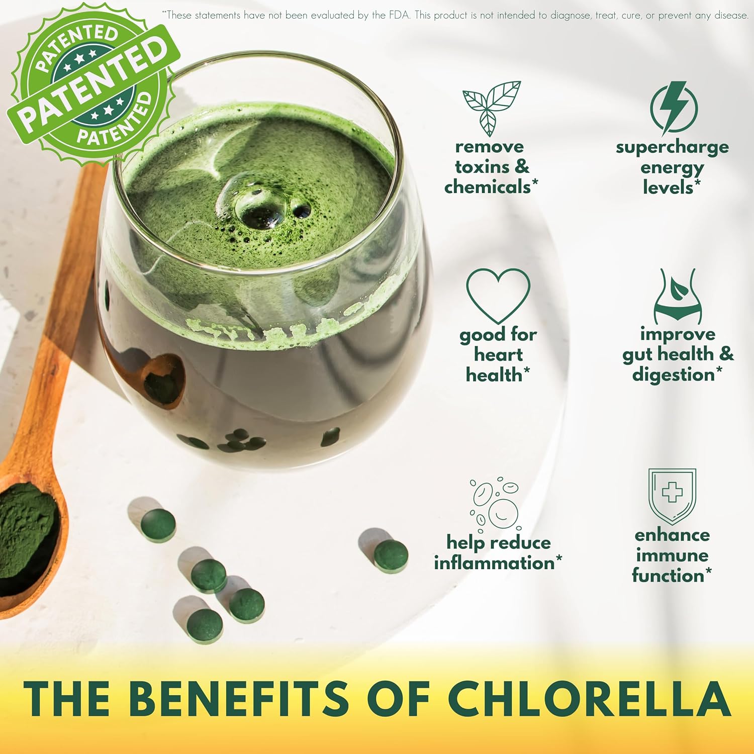 Organic Sunlit Best Chlorella Powder - Vegan Source of Protein & Chlorophyll, Non GMO Superfood Energy Drink for Immune & Gut Health, 8 oz