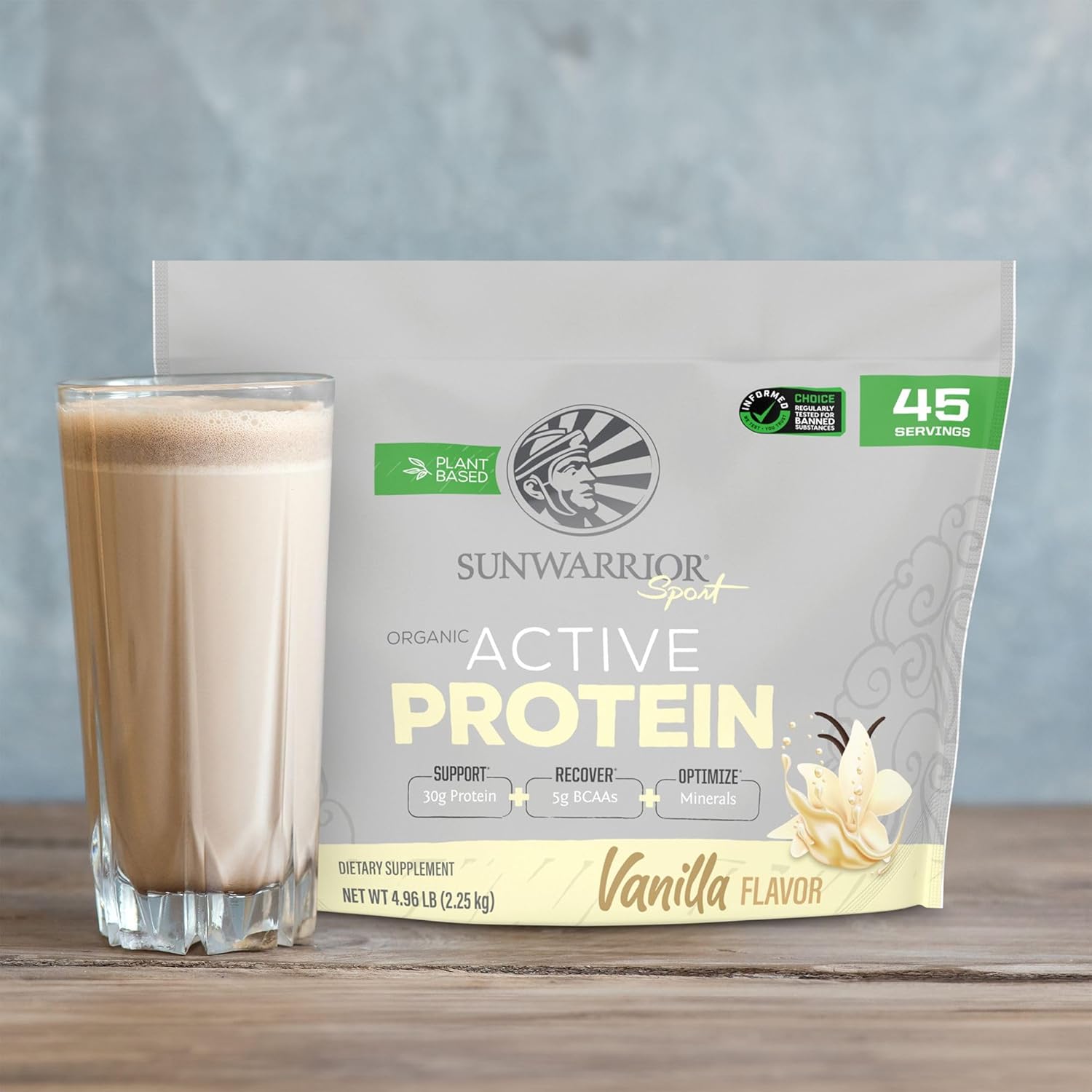 Organic Sunwarrior Plant-Based Vegan Protein Powder Vanilla 4.96lbs | Non-GMO BCAA Sugar, Gluten, Dairy Free | Ideal for Active Lifestyles