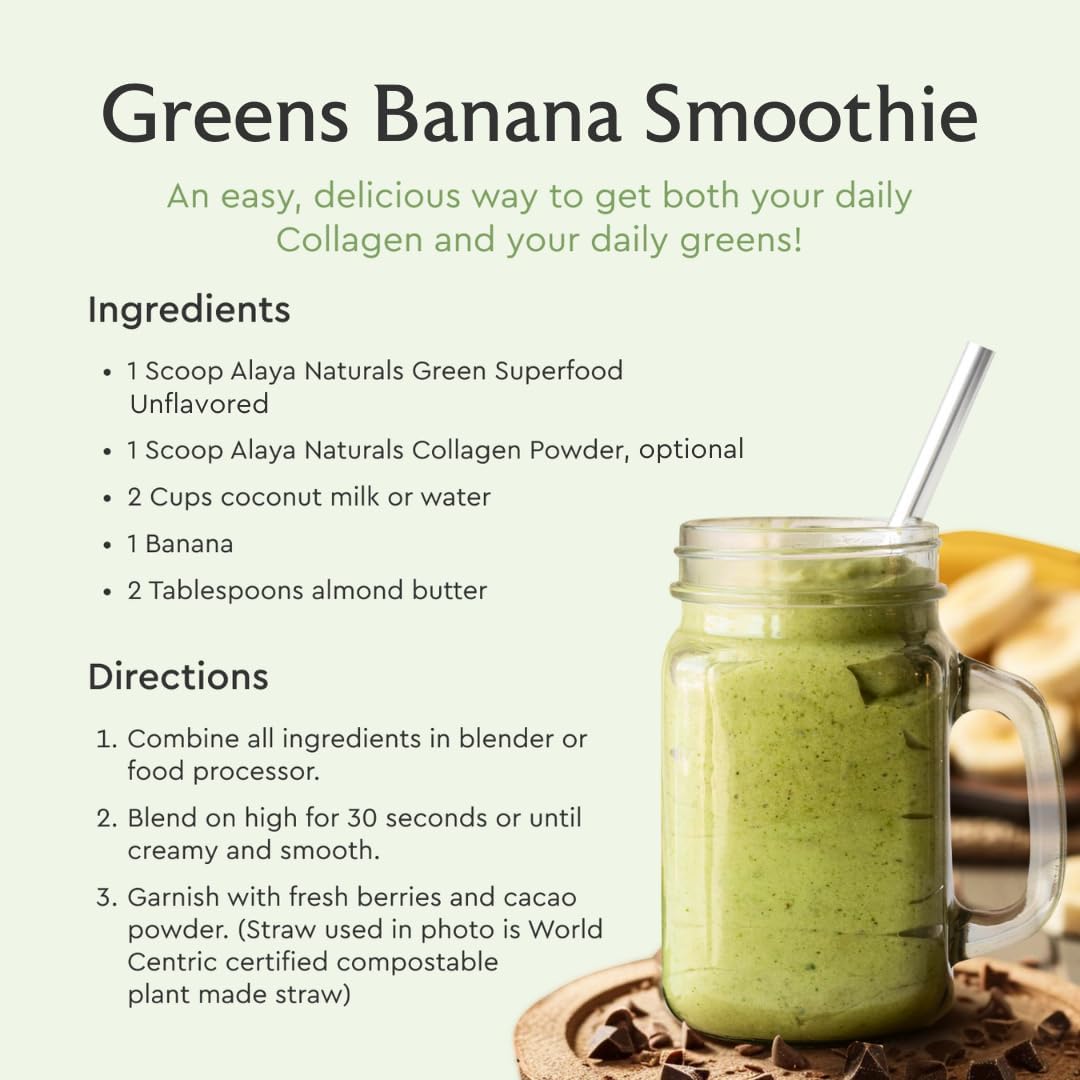 Organic Super Greens Powder with Adaptogens, Antioxidants, Probiotics - USDA Organic, Non-GMO, Vegan - 30 Servings