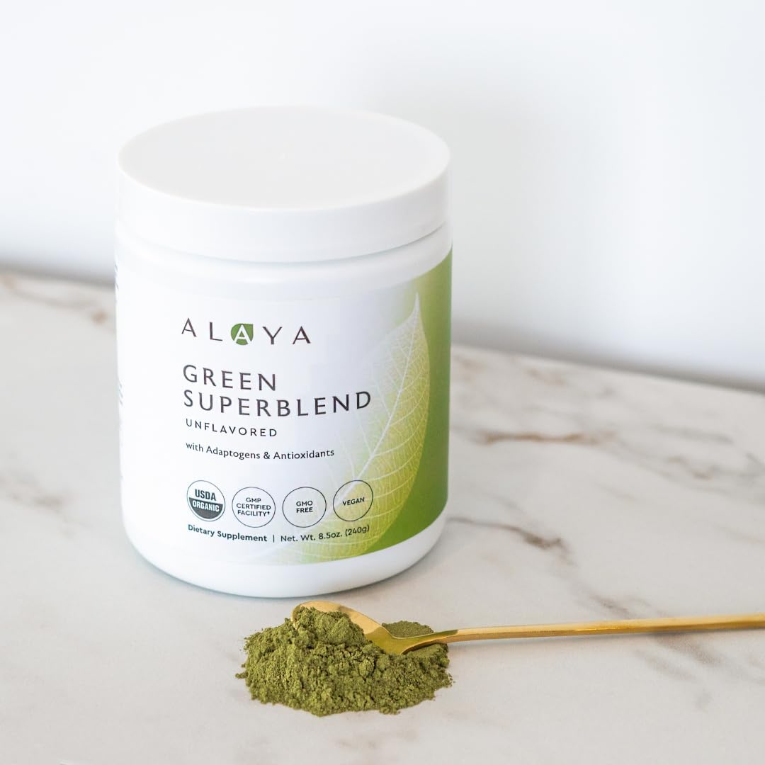 Organic Super Greens Powder with Adaptogens, Antioxidants, Probiotics - USDA Organic, Non-GMO, Vegan - 30 Servings