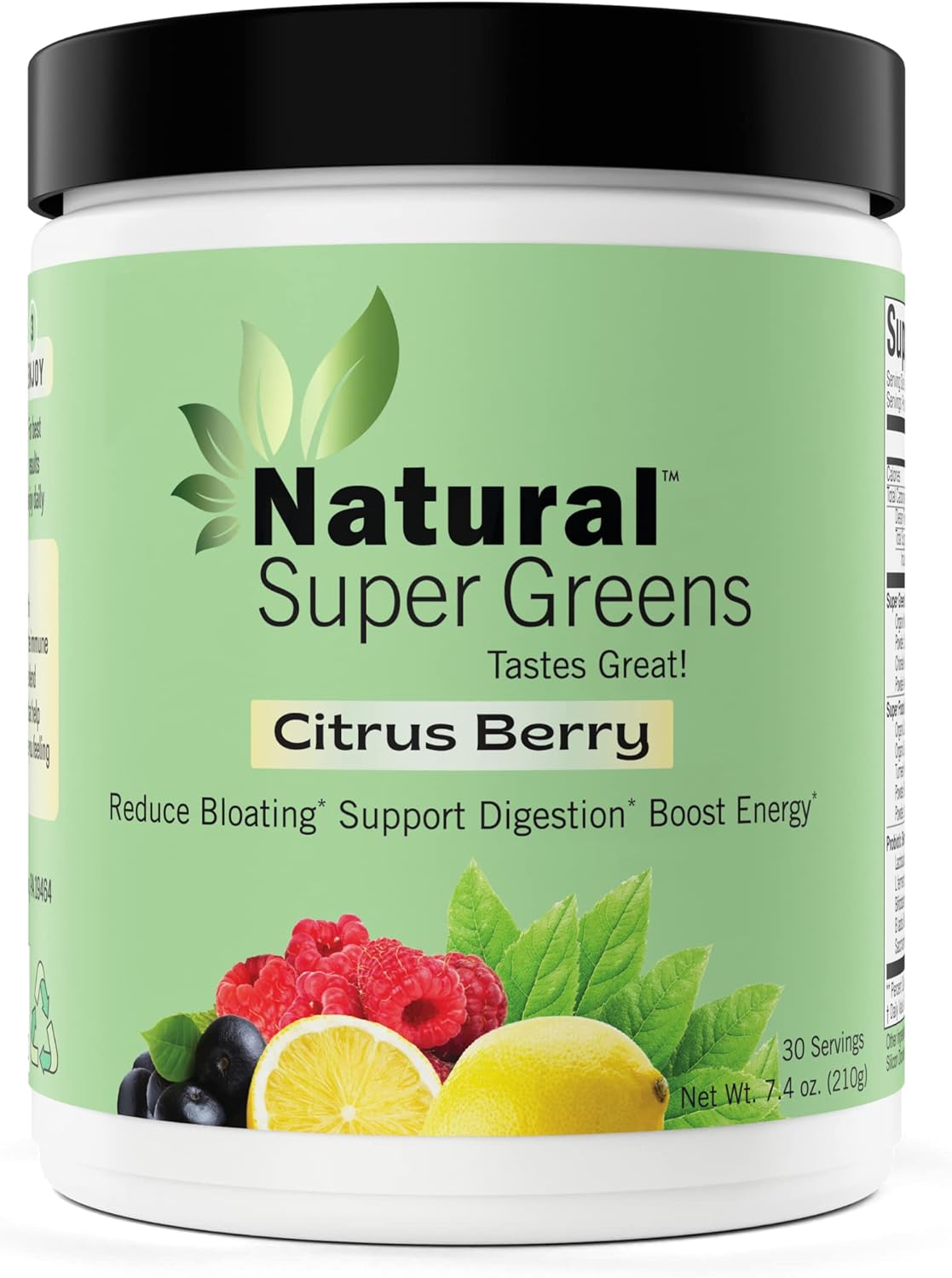 Organic Super Greens Powder with Probiotics & Digestive Enzymes (Citrus Berry Flavor) | Natural Vitamins & Supplements for Juice & Smoothies