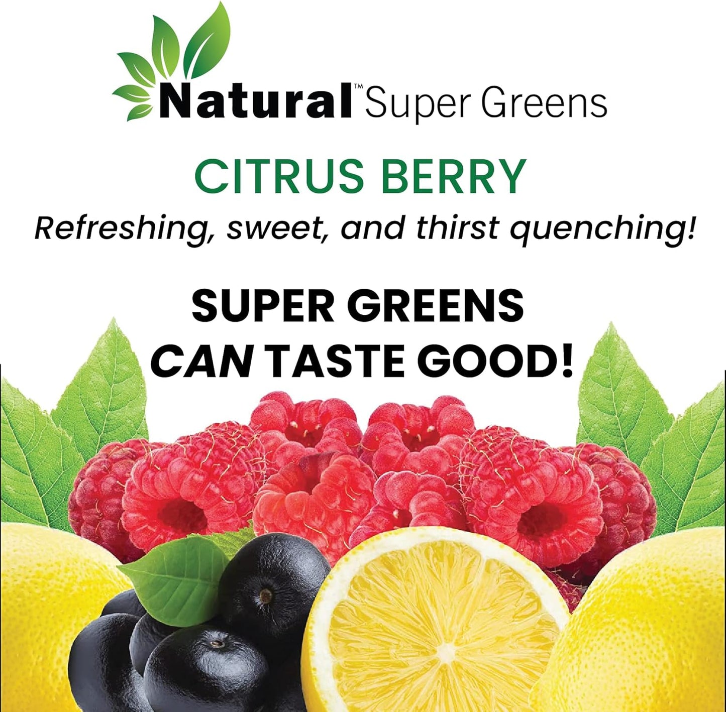 Organic Super Greens Powder with Probiotics & Digestive Enzymes (Citrus Berry Flavor) | Natural Vitamins & Supplements for Juice & Smoothies