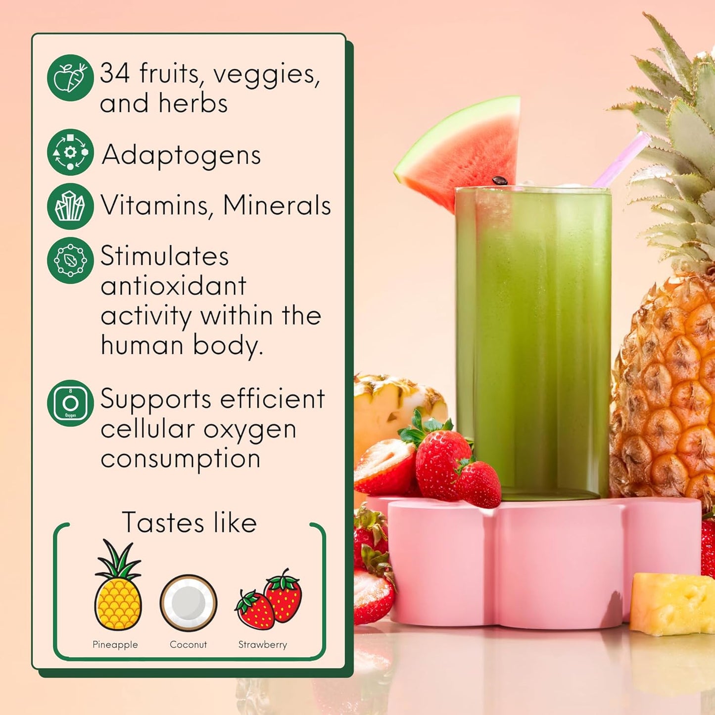 Organic Super Greens Powder with Spirulina & Chlorella for Digestion, Gut Health, Immunity, & Energy - Gluten Free, Vegan - Mixed Berry + Miami Vice Flavor - 30 Servings