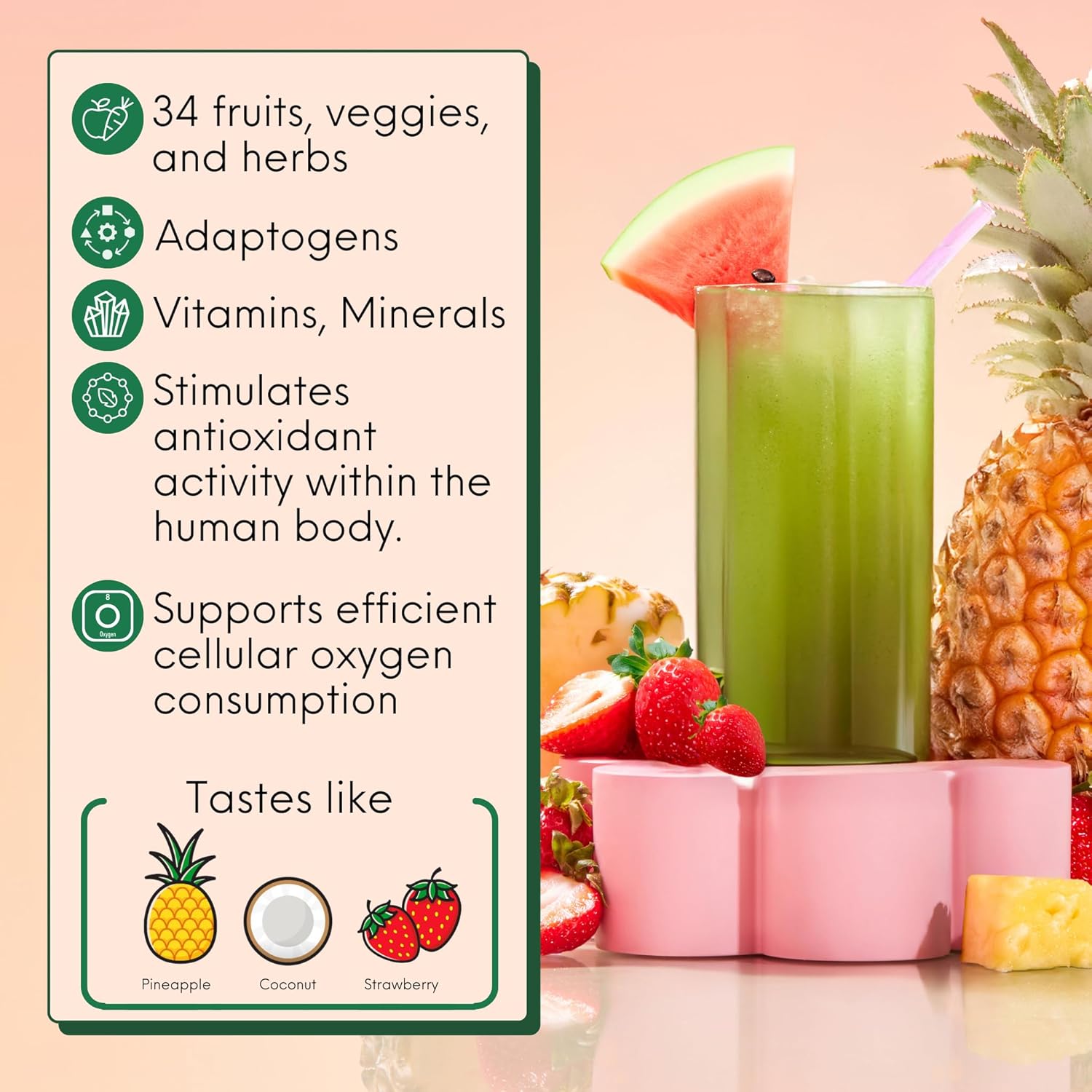 Organic Super Greens Powder with Spirulina & Chlorella for Digestion, Gut Health, Immunity, & Energy - Gluten Free, Vegan - Mixed Berry + Miami Vice Flavor - 30 Servings