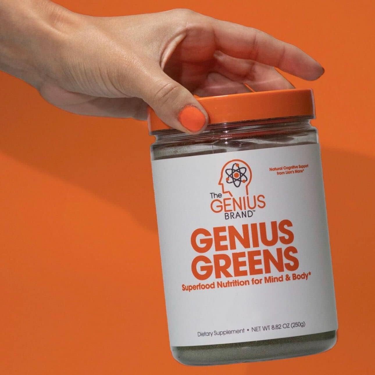 Organic Super Greens Superfood Powder with Nootropic Benefits - Spirulina, Lion's Mane, Kale, Spinach & Antioxidants - Boost Energy & Immunity