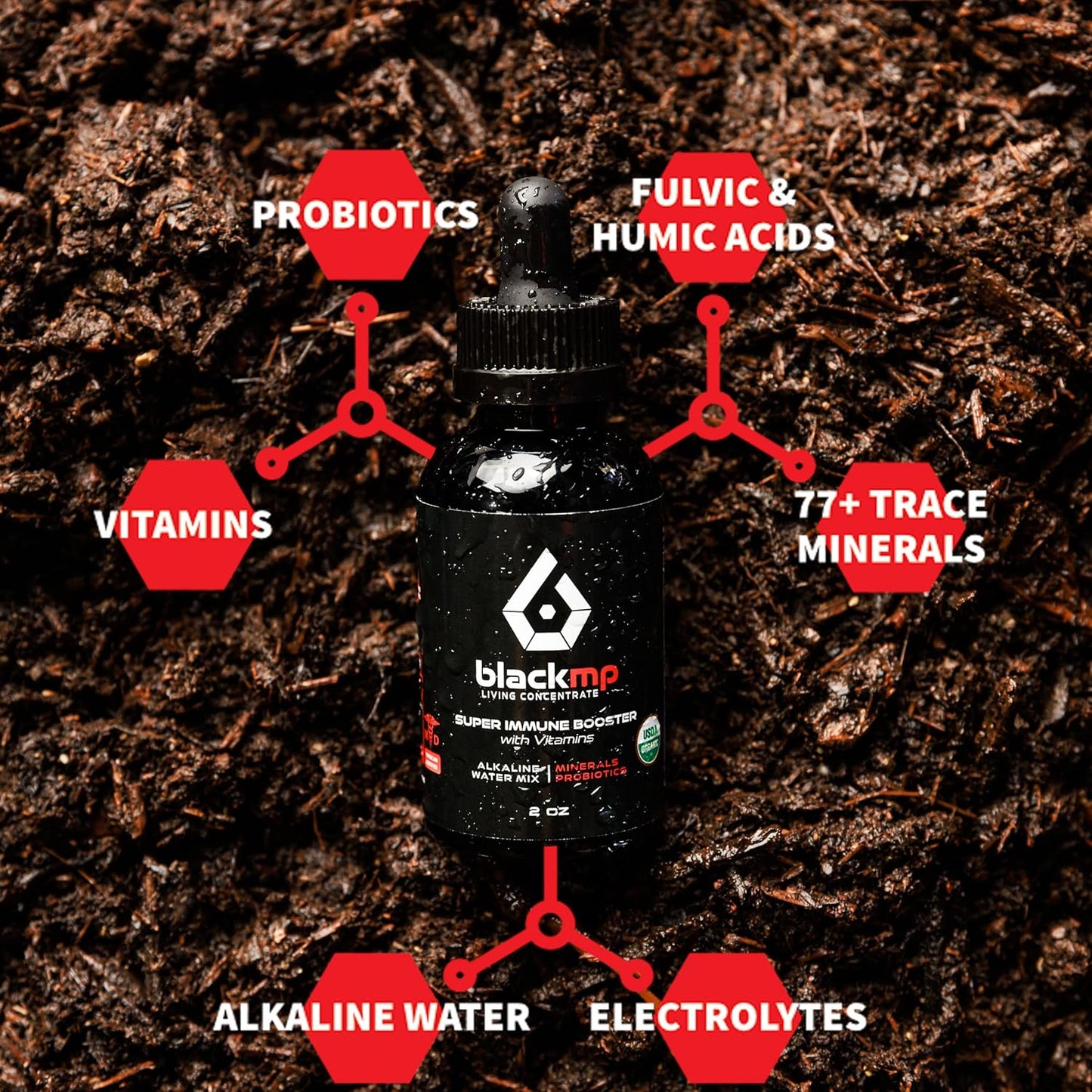 Organic Super Immune Booster Drops with Vitamins - Restores Gut Health & Strengthens Immune System - 2oz