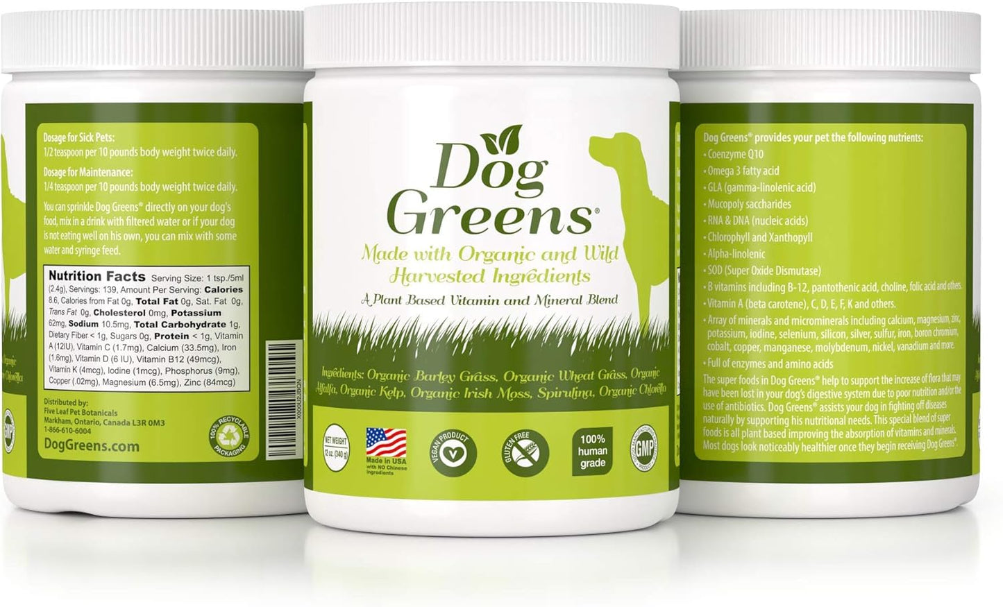 Organic Superfood Supplement for Dogs - 12 oz Pack of 3 - Human-Grade Ingredients with Vitamins, Minerals, Antioxidants for Digestion and Coat Health