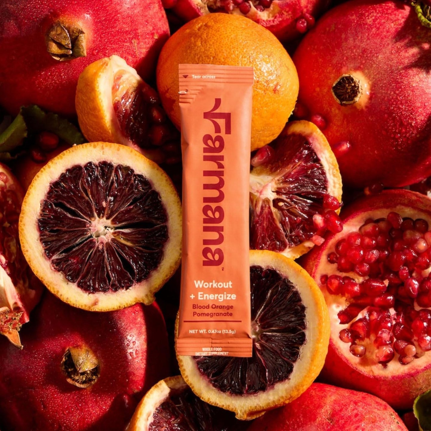 Organic Superfoods Pre-Workout Drink Mix with Amino Acids - Caffeine-Free Active Nutrition Supplement - Blood Orange Pomegranate Flavor
