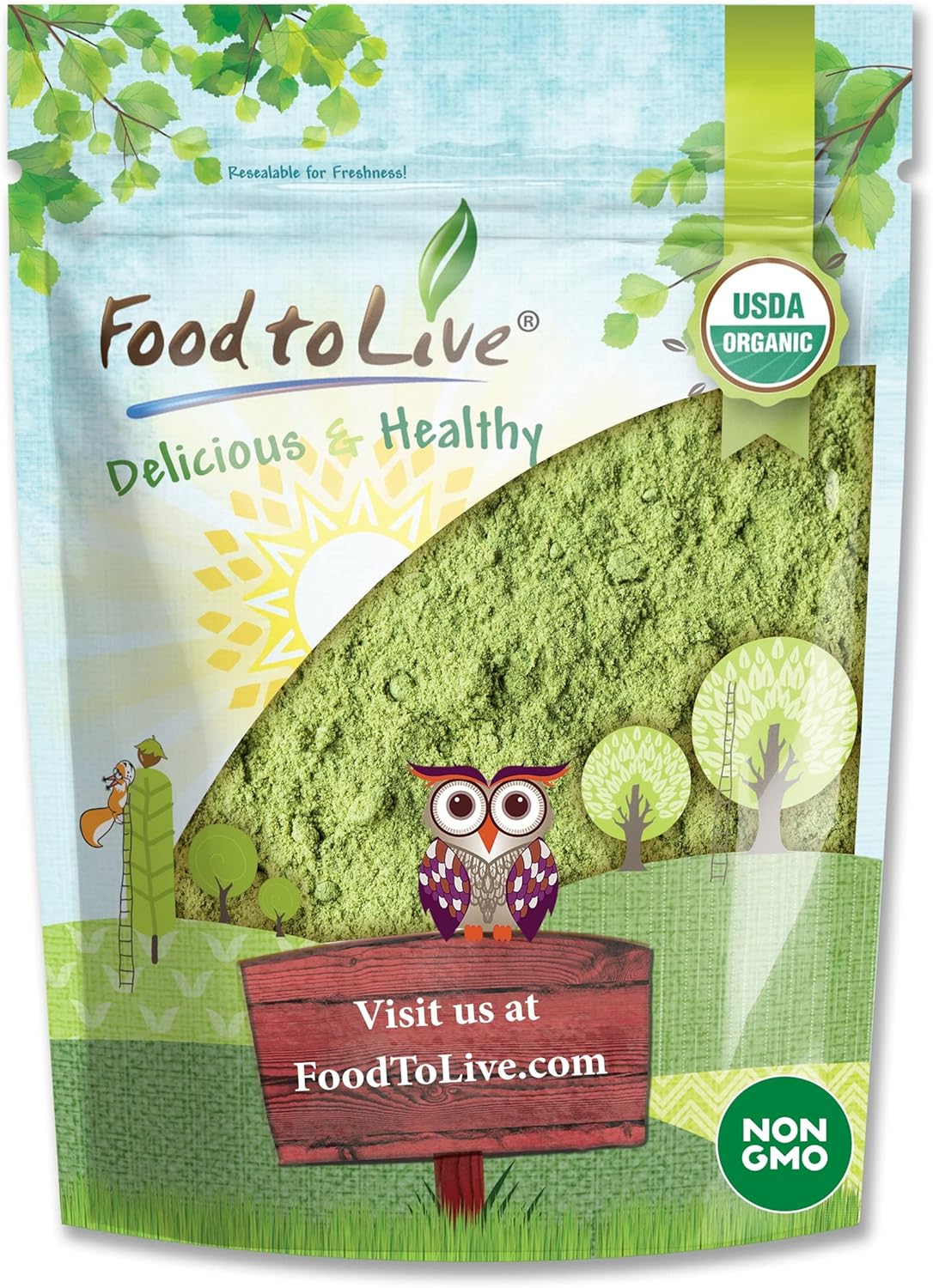 Organic SuperGrass Powder Blend with Mixed Alfalfa, Barley Grass, and Wheatgrass Powders - Non-GMO, Vegan, Kosher, Bulk - Ideal for Smoothies and Shakes