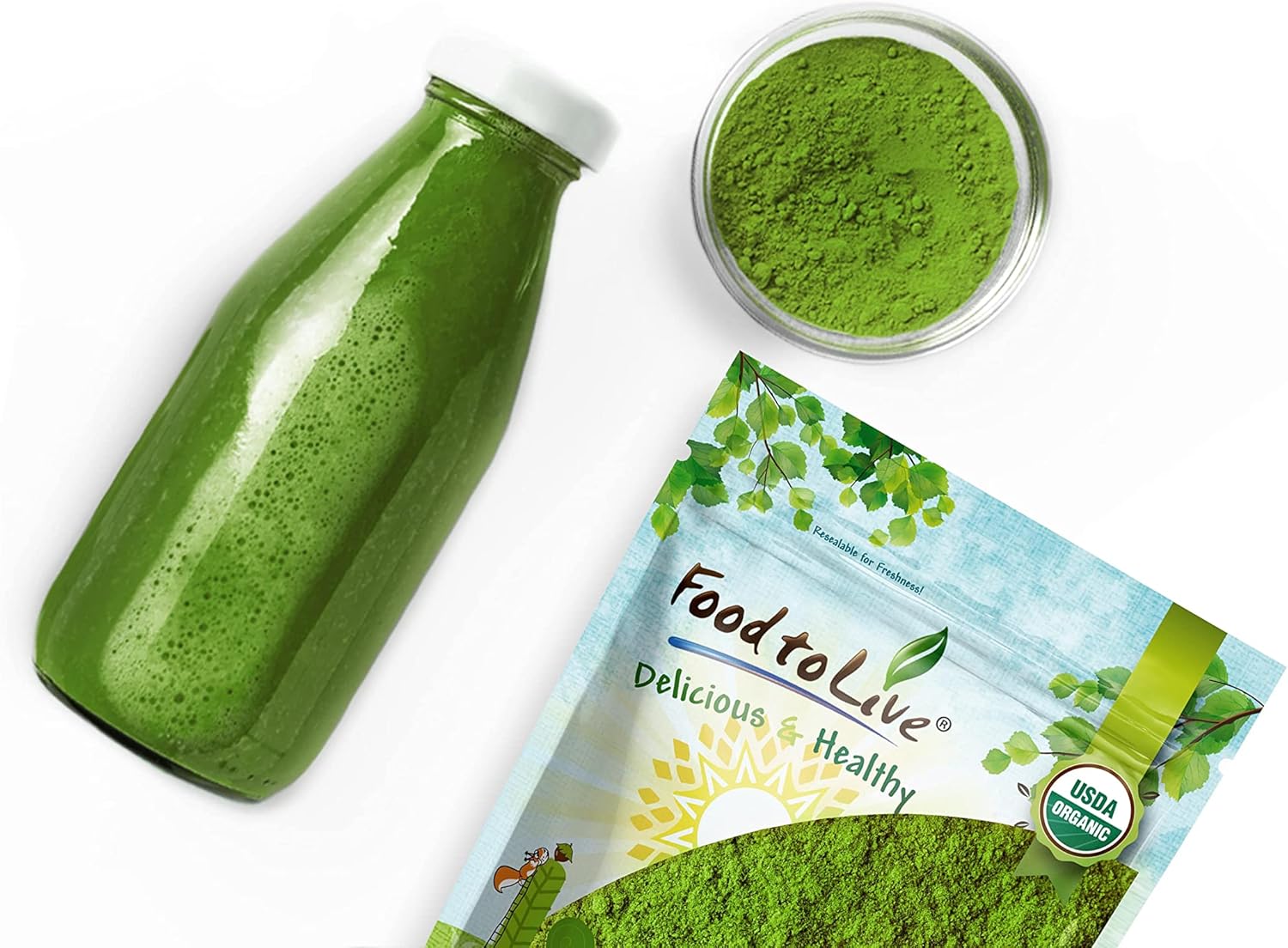 Organic SuperGreens Powder Blend - Mixed Kale, Moringa, Spirulina, Wheatgrass - 8oz - Non-GMO, Vegan, Rich in Antioxidants & Chlorophyll - Bulk Size