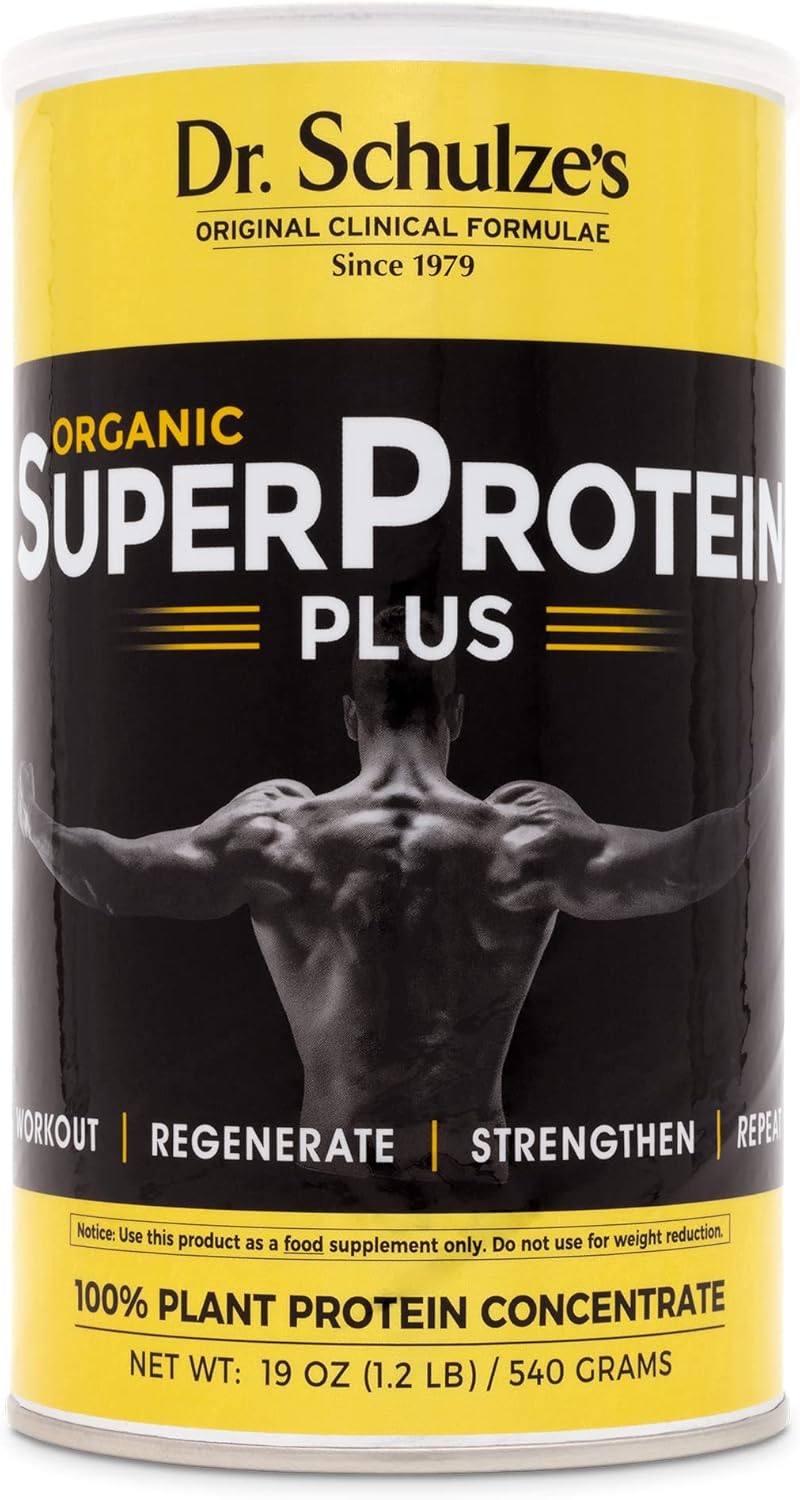 Organic SuperProtein Plus Powder Mix with Vitamin B-12 & Spirulina - Build Muscle, Enhance Recovery - 19 Oz.