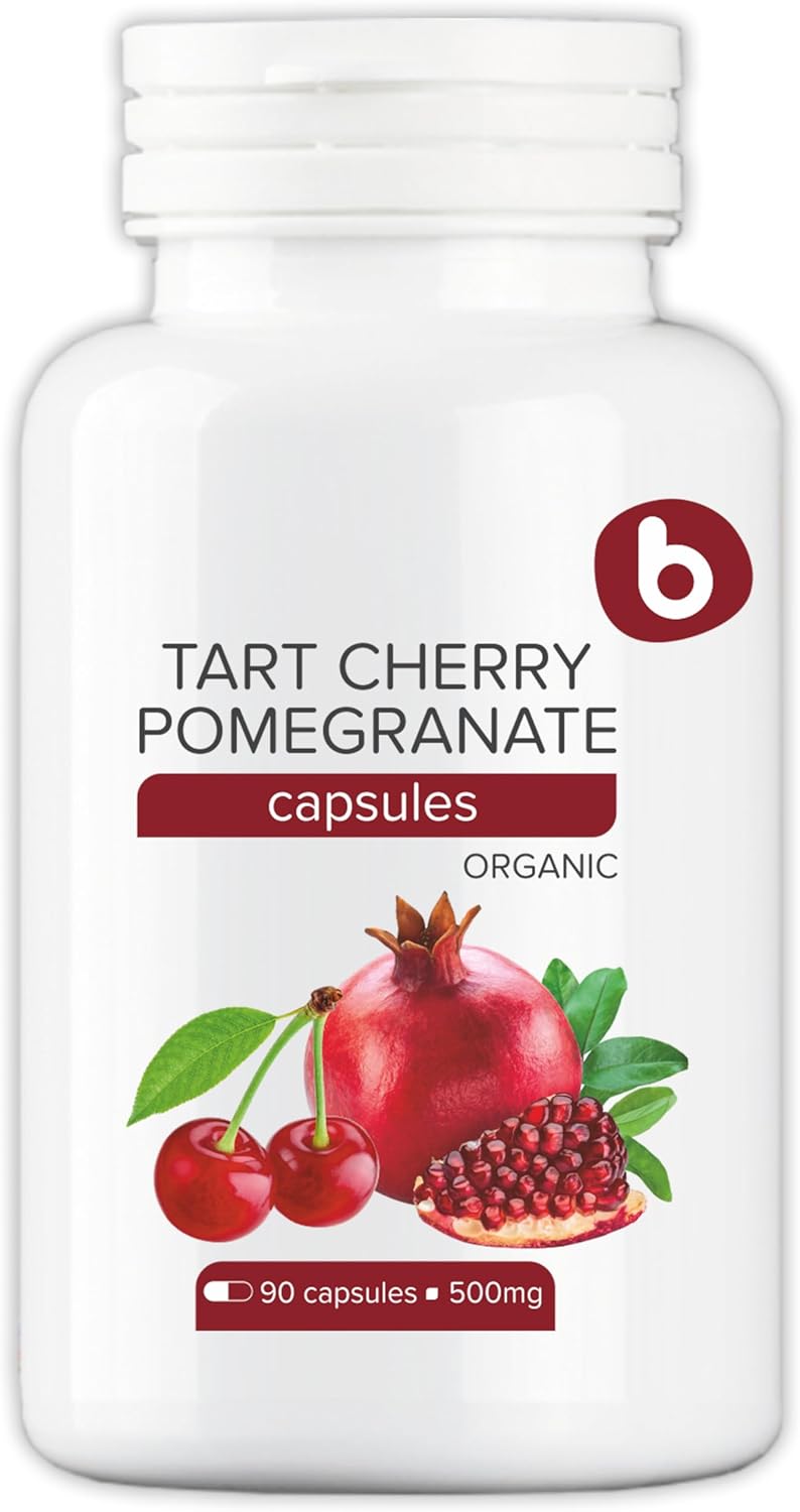 Organic Tart Cherry and Pomegranate Capsules - Antioxidant and Joint Support Supplement - Non-GMO - 90 Capsules