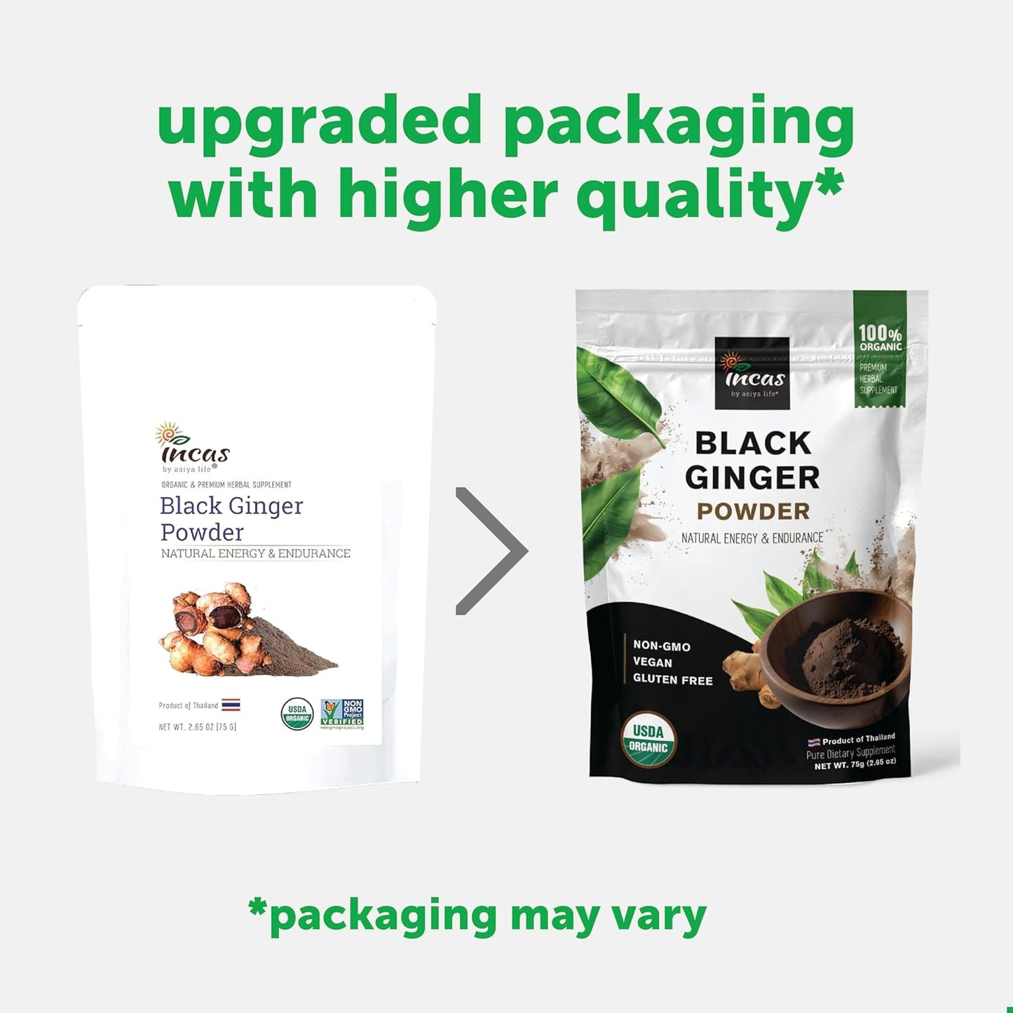 Organic Thai Black Ginger Powder for Men - 2.65oz - Non GMO Herbal Supplement for Energy & Endurance