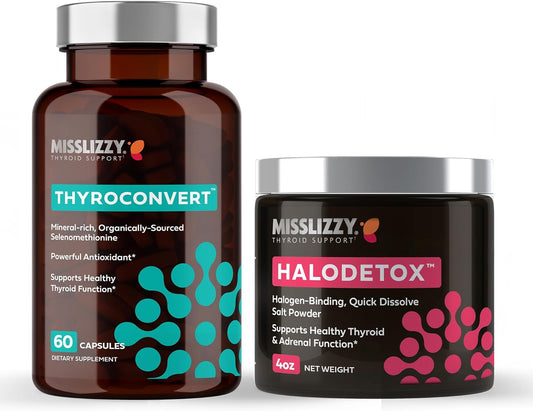 Organic ThyroConvert & HaloDetox Bundle: Selenomethionine for Liver Health & Pink Salt Powder for Thyroid & Adrenal Support
