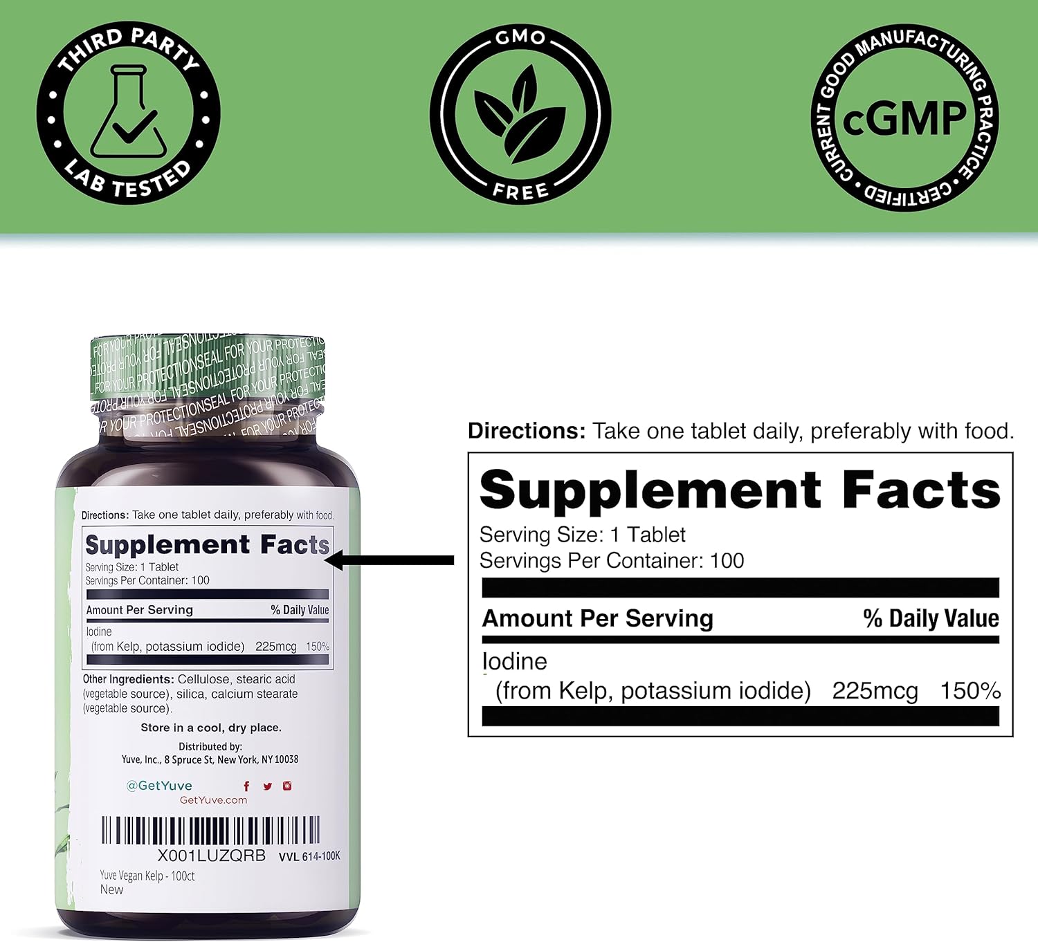 Organic Thyroid Support Supplements for Women – Natural Iodine & Energy Boost, Plant-Based Seaweed Tablets, Non-GMO - 100 Count