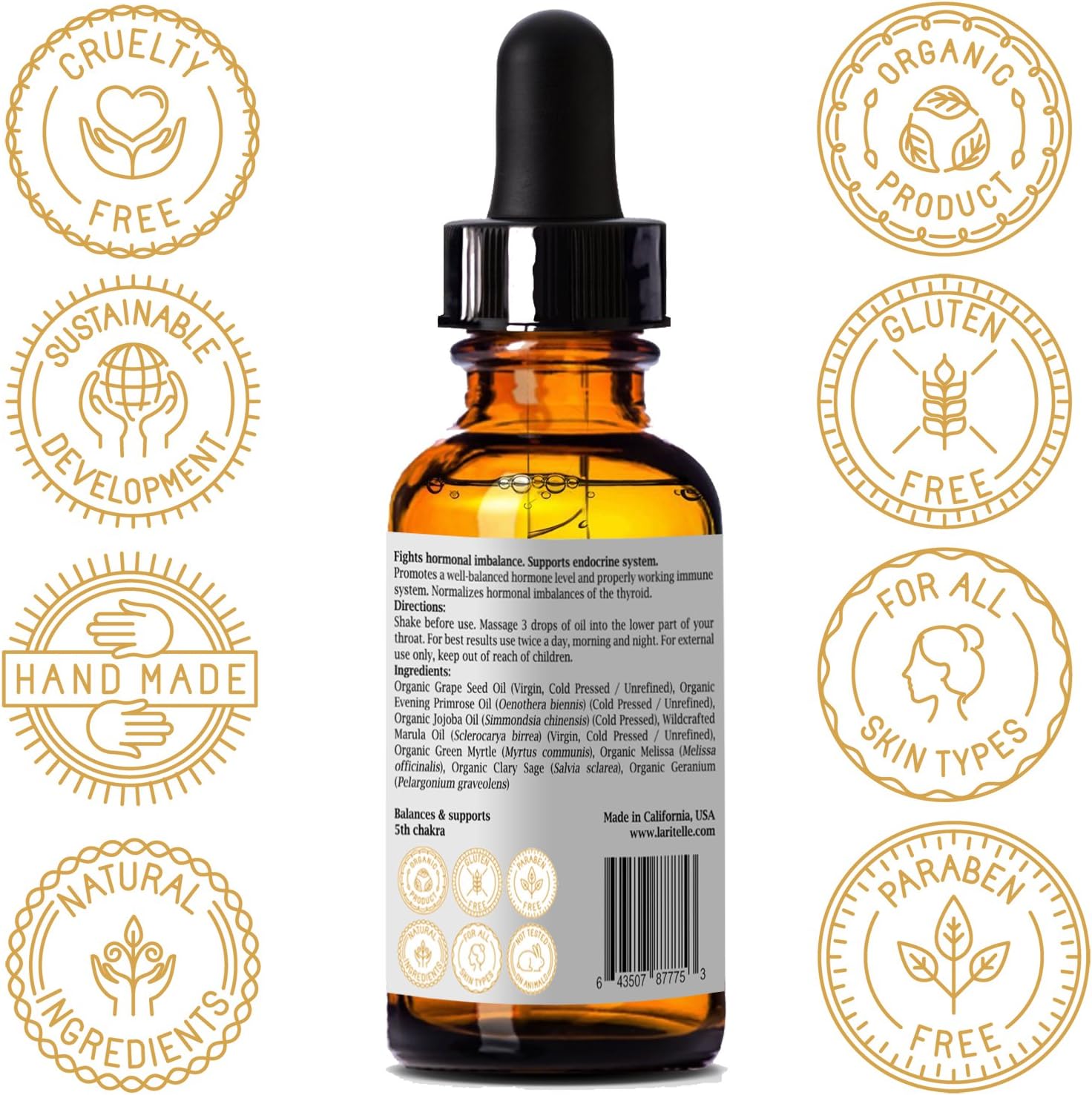 Organic Thyroid Support Treatment 1 oz | Balances Hormones, Supports Endocrine System | Normalizes Thyroid Imbalances | Rejuvenating & Age Defying Formula