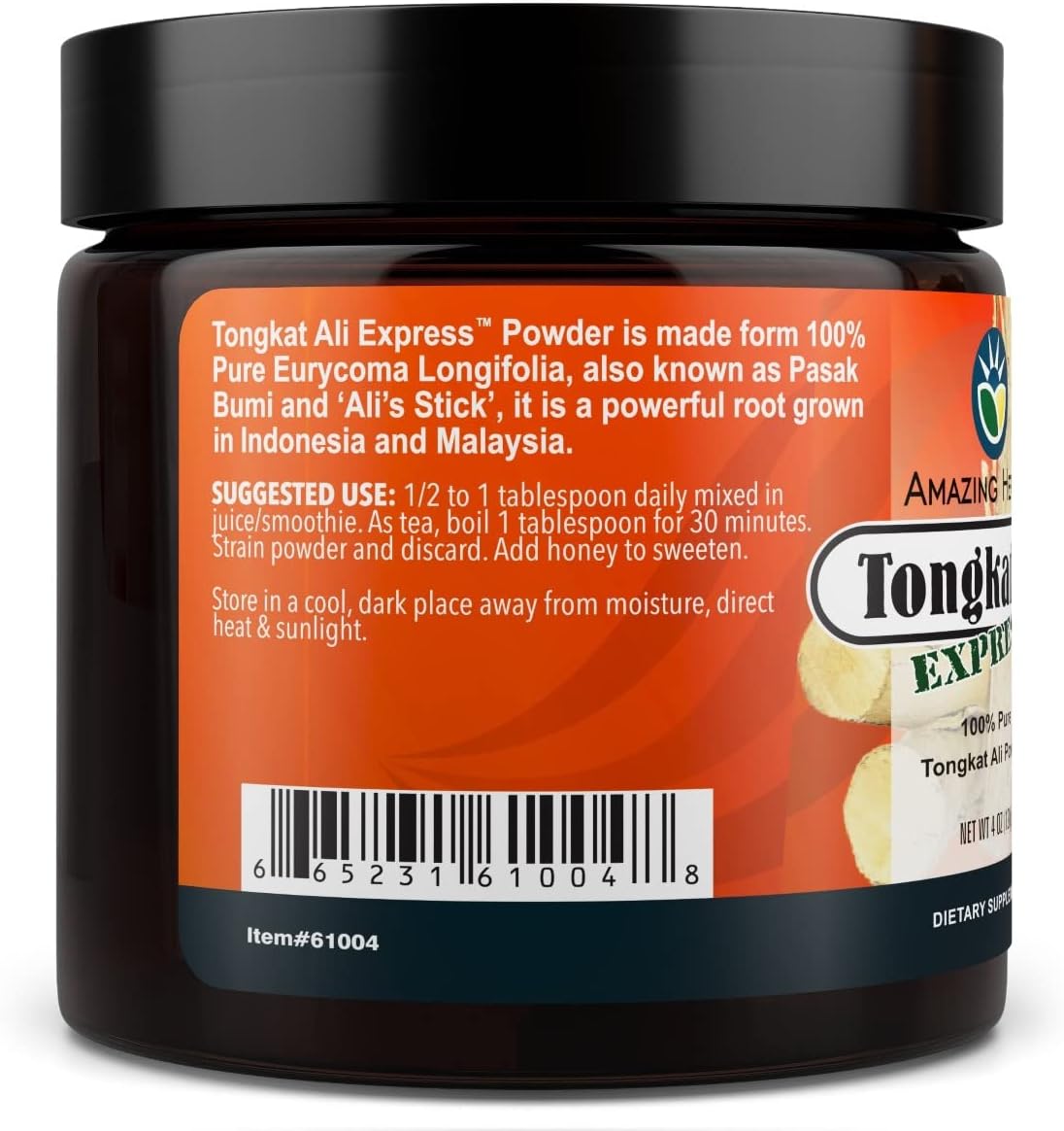 Organic Tongkat Ali Powder for Enhanced Stamina - 4oz Jar