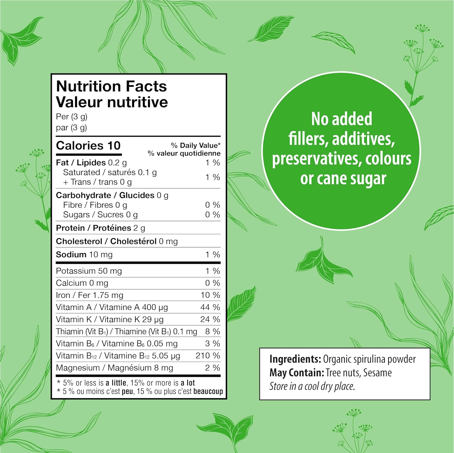 Organic Traditions Spirulina Powder - Vegan Non-GMO Superfood, 5.3oz Bag (150g) - 50 Servings