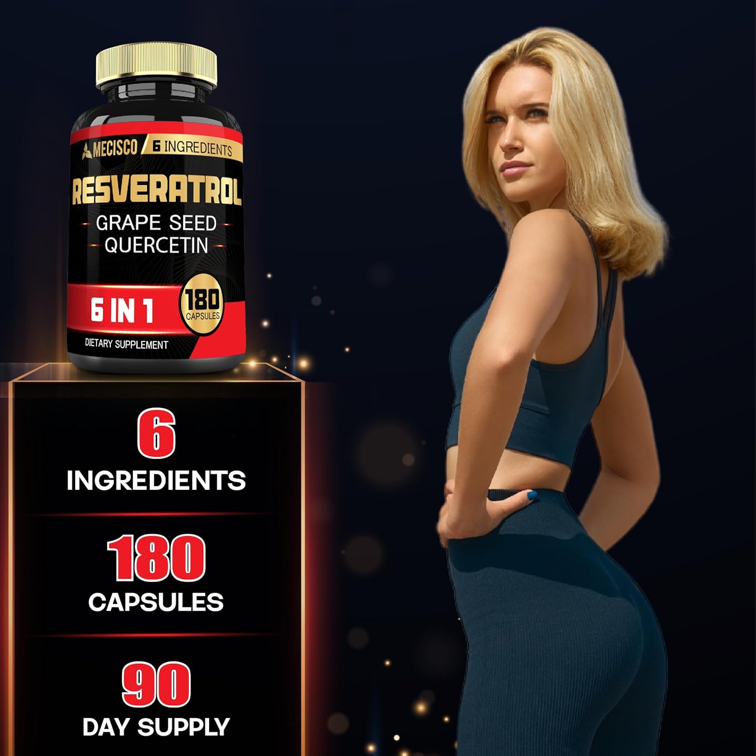 Organic Trans Resveratrol 1000mg Supplement with Grape Seed & Milk Thistle - Supports Immune System, Heart & Joint Health - 180 Capsules