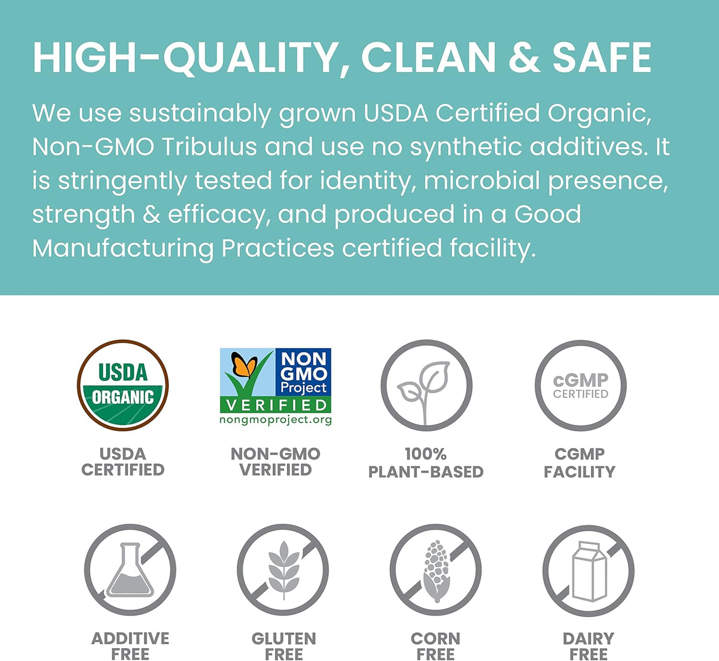 Organic Tribulus Terrestris Supplement for Urinary & Prostate Support - 688 mg Caplets for Male Energy & Stamina, Non-GMO & Vegan - 60 Count