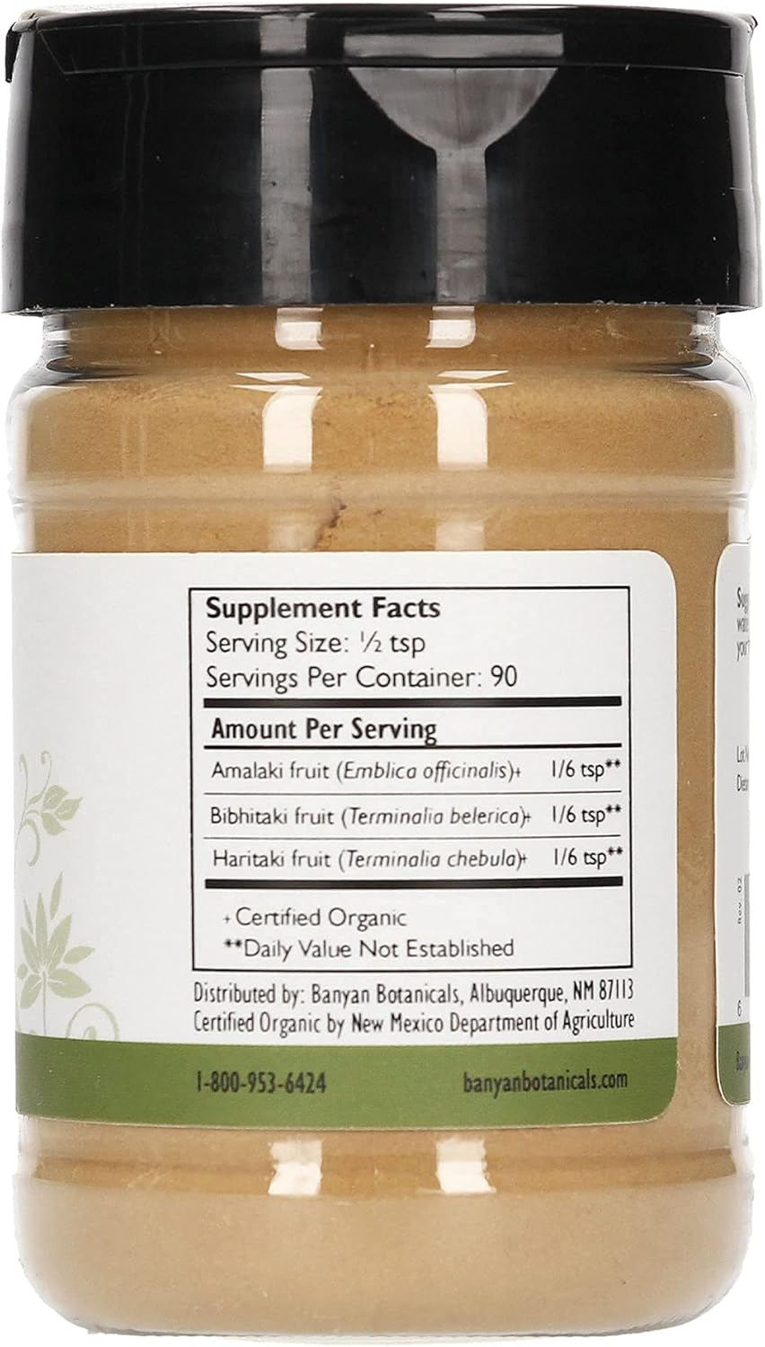 Organic Triphala Powder for Daily Detox, Cleansing, and Rejuvenation - Amla, Haritaki, Bibhitaki Blend - Spice Jar - Non-GMO