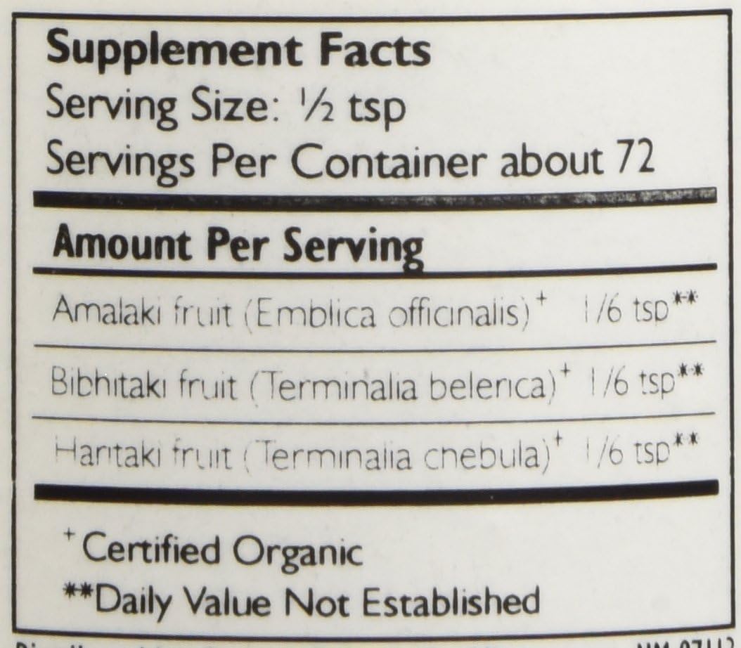 Organic Triphala Powder for Daily Detox, Cleansing, and Rejuvenation - Amla, Haritaki, Bibhitaki Blend - Spice Jar - Non-GMO