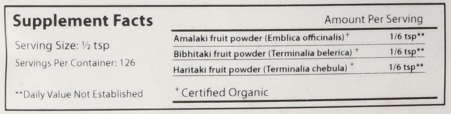 Organic Triphala Powder for Daily Detox, Cleansing, and Rejuvenation - ½lb - Non-GMO Sustainably Sourced - Amla, Haritaki, Bibhitaki Formula
