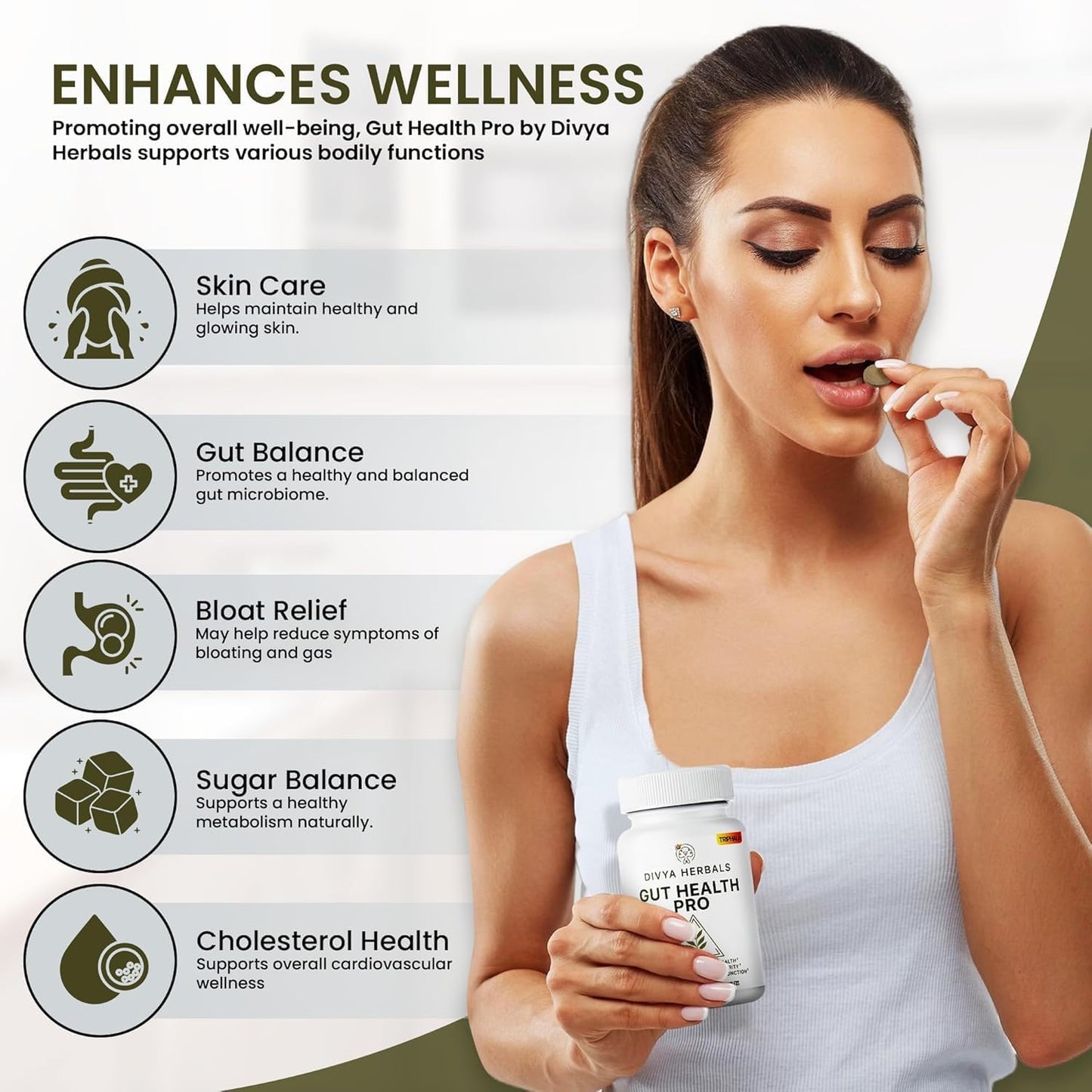 Organic Triphala Supplement for Digestion, Bloating Relief & Gut Health - 1200mg Vegan Tablets
