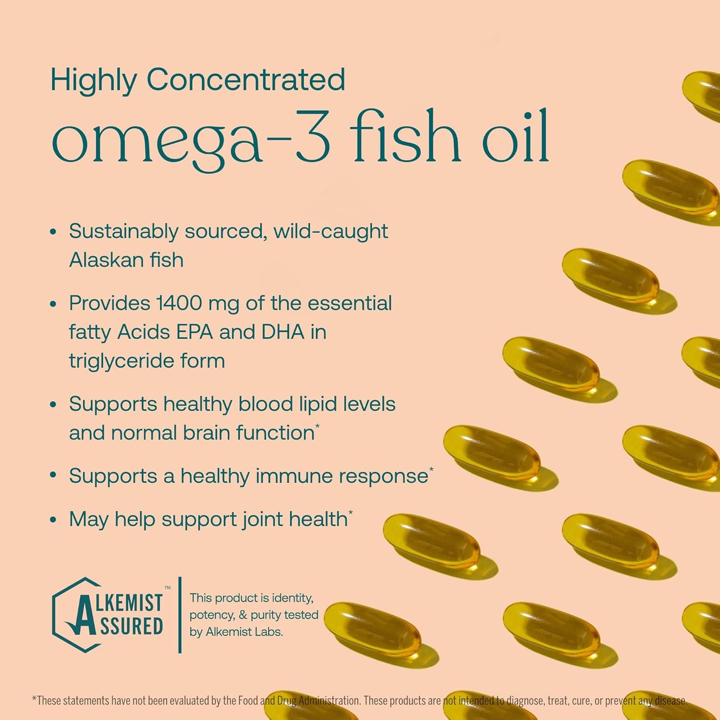 Organic True Grace Omega-3 Fish Oil Softgels with 1400mg EPA + DHA for Brain, Heart, Joint & Immune Health - Gluten & Soy Free