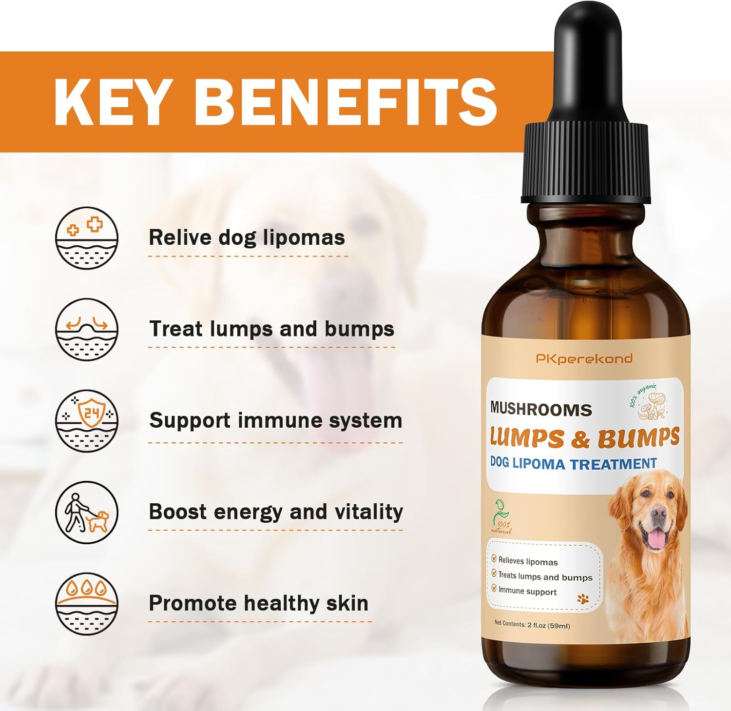Organic Turkey Tail Mushroom Supplement for Dog Lipomas & Immunity Boost with 7 Mushroom Complex Drops