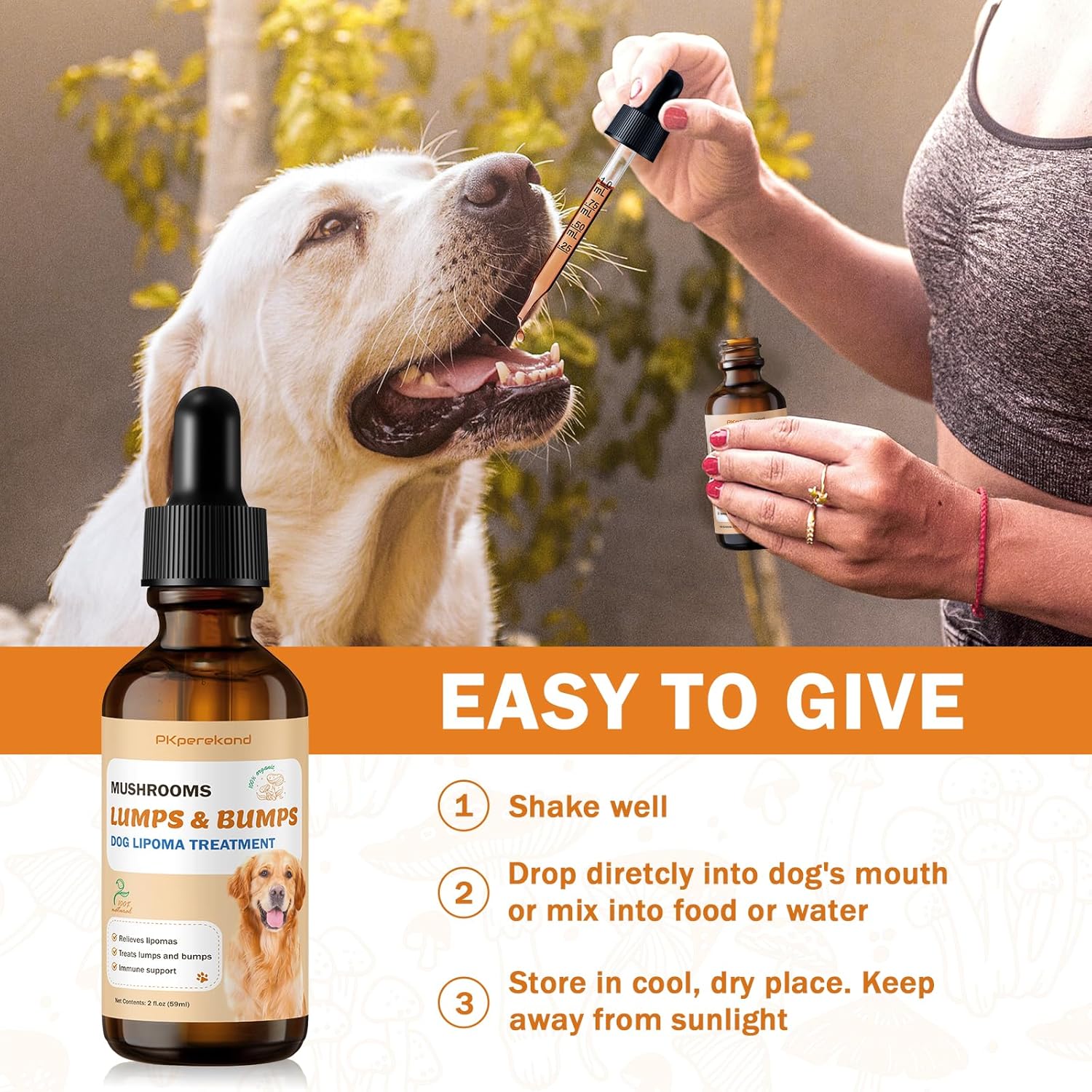 Organic Turkey Tail Mushroom Supplement for Dog Lipomas & Immunity Boost with 7 Mushroom Complex Drops