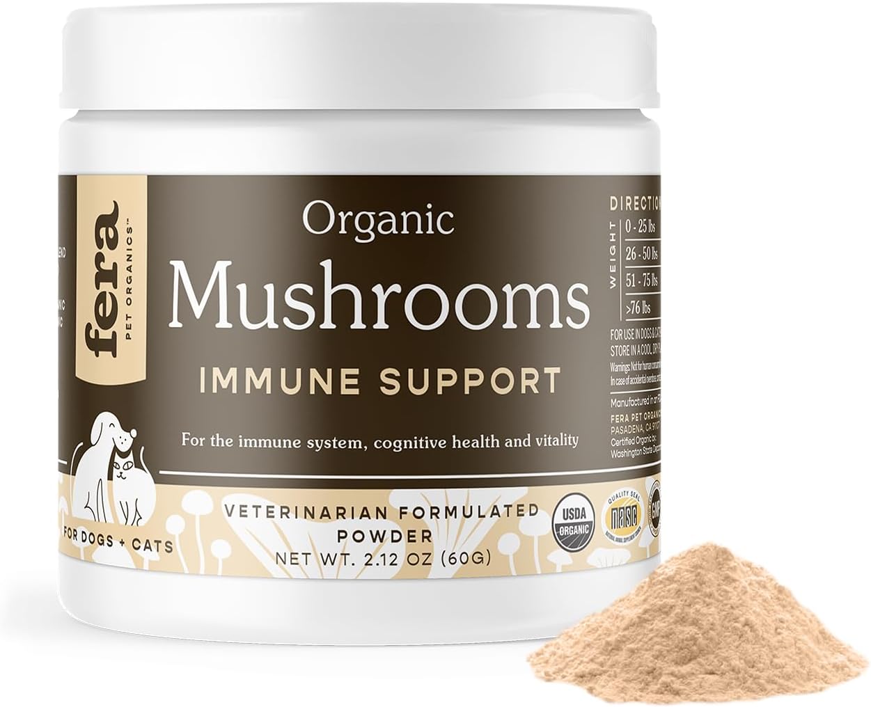 Organic Turkey Tail Mushroom Supplement for Dogs & Cats - Vet Formulated for Cognitive & Immune Health - Includes Lion’s Mane & Shiitake Mushrooms - 120 Servings