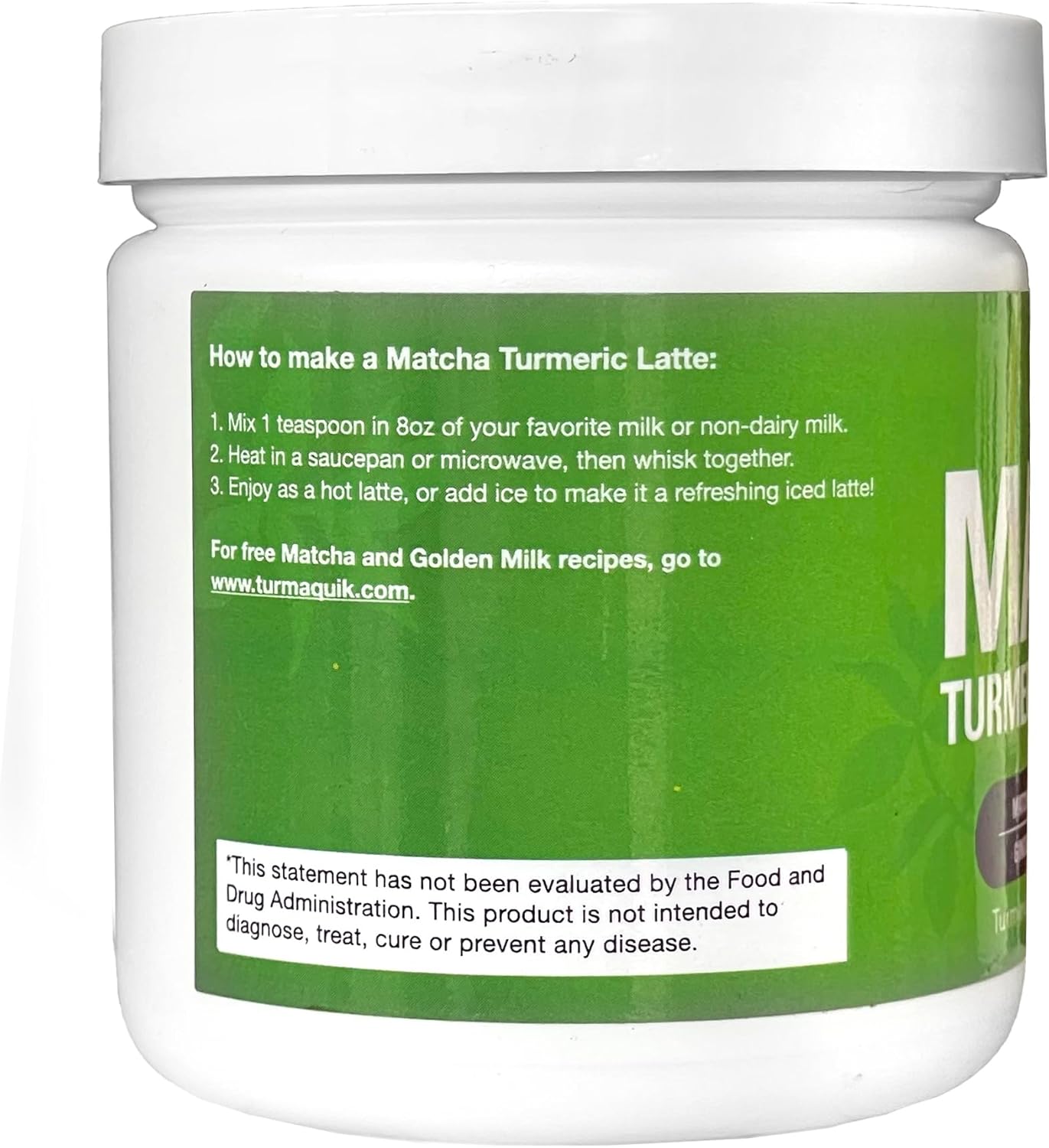 Organic Turmaquik Turmeric Matcha Latte Powder - Superfood Blend with Ginger, Cardamom, Black Pepper, and Cinnamon - 3.2 oz