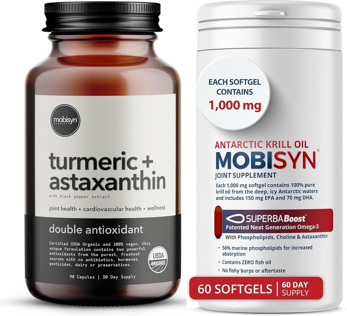 Organic Turmeric and Astaxanthin Supplement with Krill Oil - Mobisyn Organics