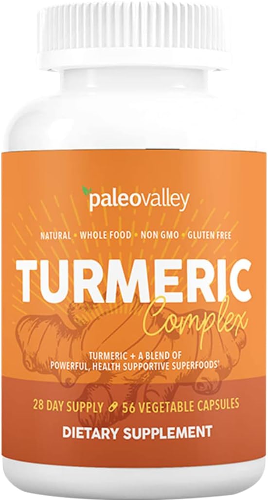 Organic Turmeric Complex with Superfoods - 56 Vegetarian Capsules for Joints, Immunity, Brain & Heart