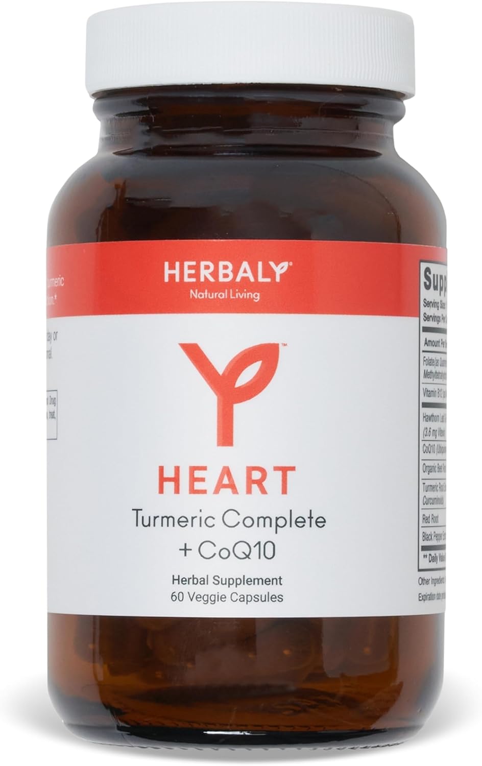 Organic Turmeric CoQ10 Capsules for Heart & Cardio Support - Beet Extract, Folate, B12, Red Root, Hawthorn - Herbal Supplement with Pure Ingredients - 60 ct
