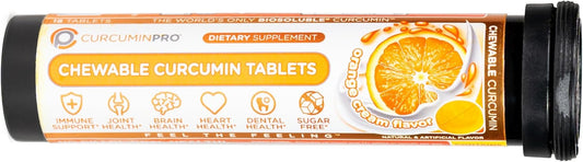 Organic Turmeric Curcumin Chewable Tablets - Sugar-Free Orange Cream Flavor - 18 Count - Supports Movement