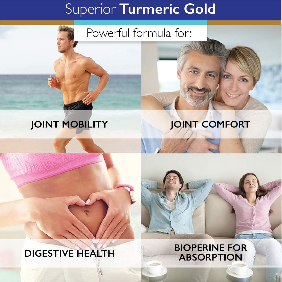Organic Turmeric Curcumin Supplement with BioPerine - 1500mg Pure NonGMO Blend for Joints, Knees, Hips, and Immune System