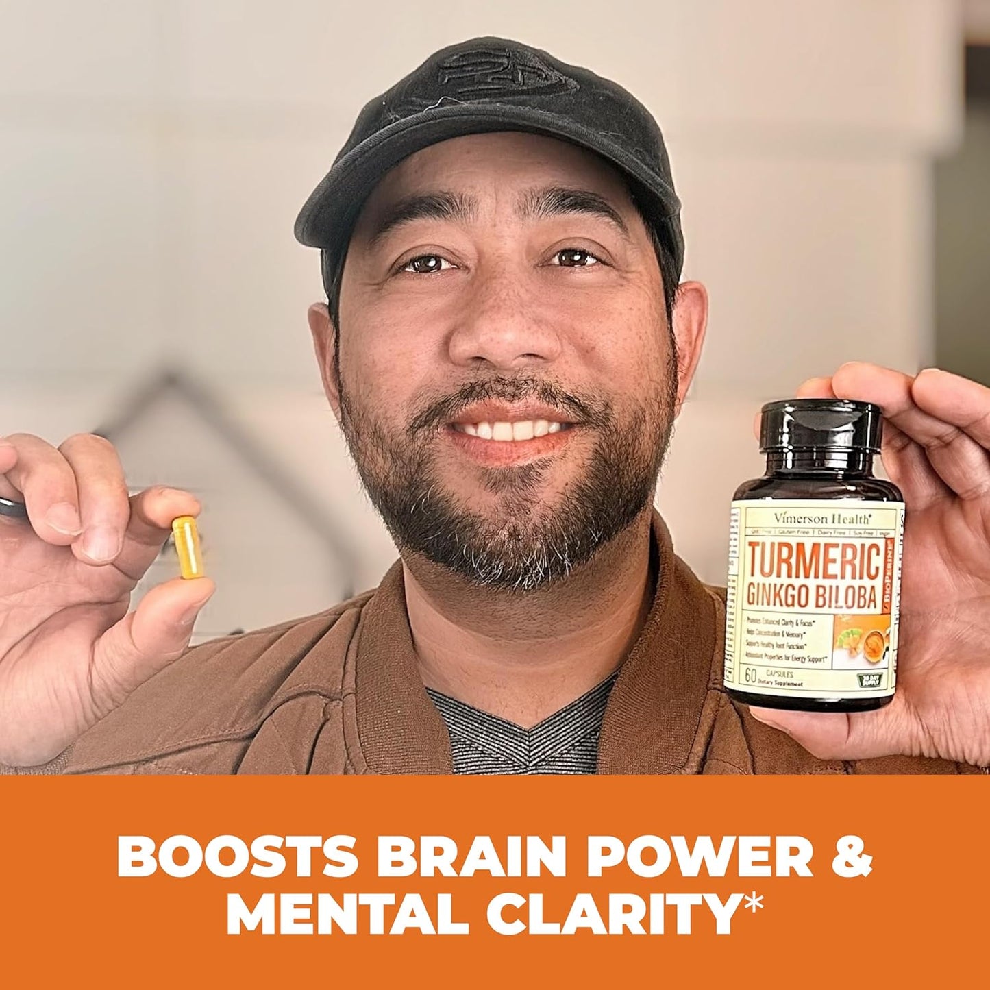 Organic Turmeric Curcumin with Black Pepper & Ginkgo Biloba - Joint Health, Brain Clarity, Memory, Focus, Concentration - Vegan (2 Pack)