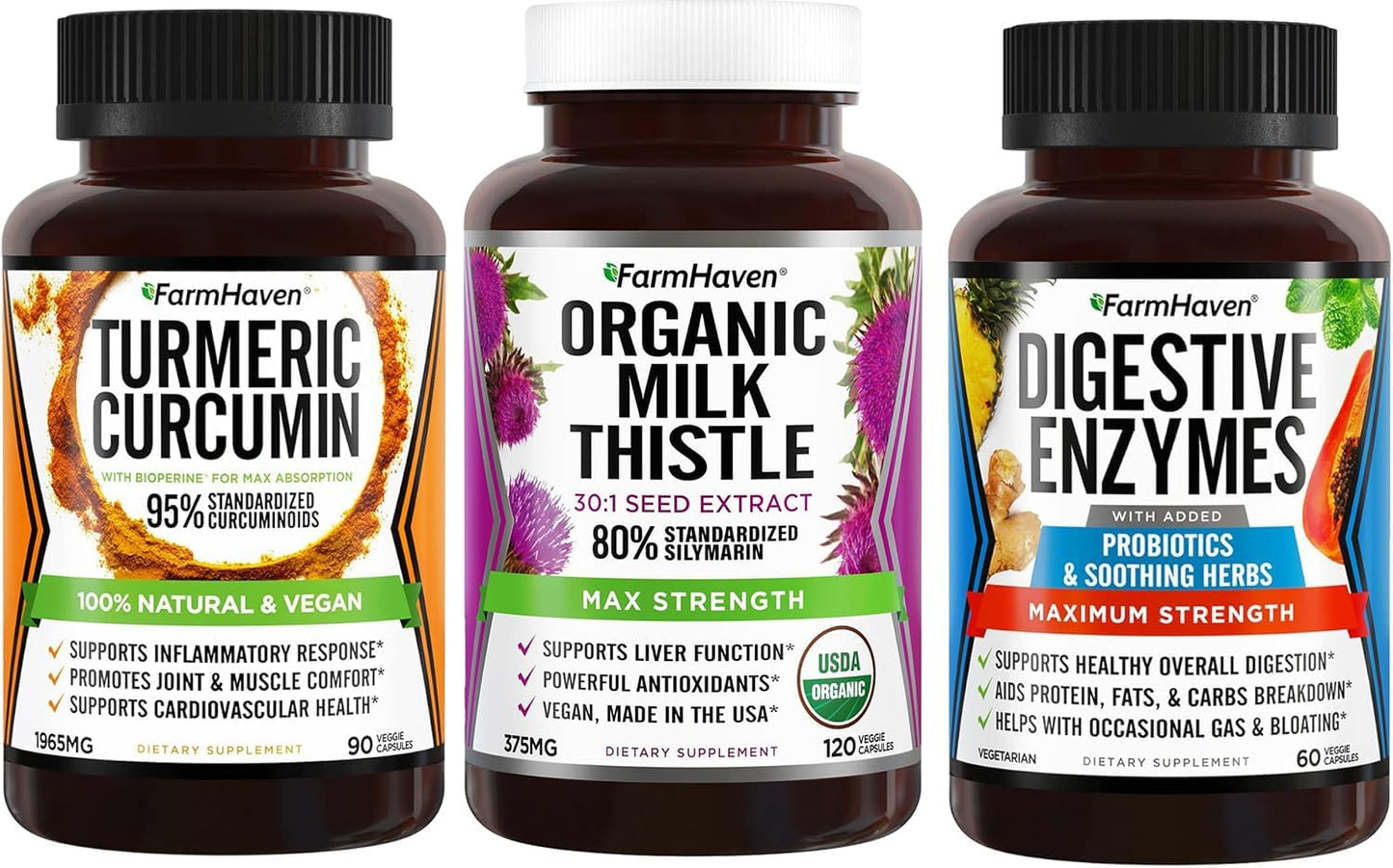 Organic Turmeric Curcumin with Digestive Enzymes and Milk Thistle Supplement