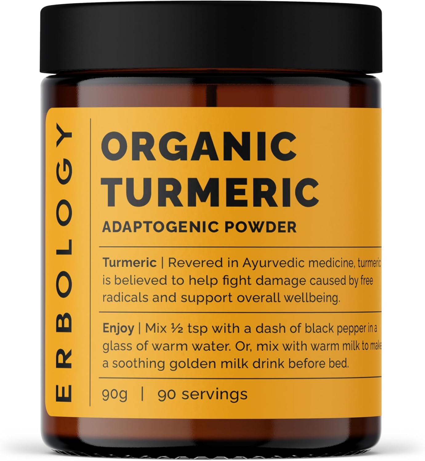 Organic Turmeric Powder 3.2 oz - 90 Servings - High Curcumin Content - Additive-Free - Ethically Sourced from India - Vegan & GMO-Free