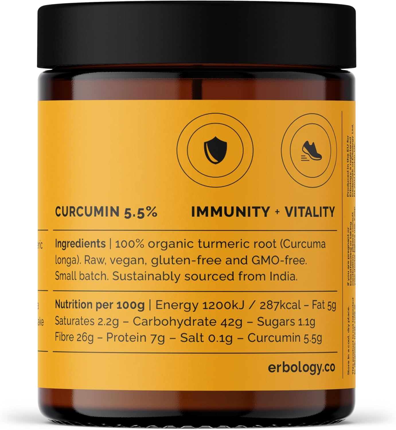 Organic Turmeric Powder 3.2 oz - 90 Servings - High Curcumin Content - Additive-Free - Ethically Sourced from India - Vegan & GMO-Free